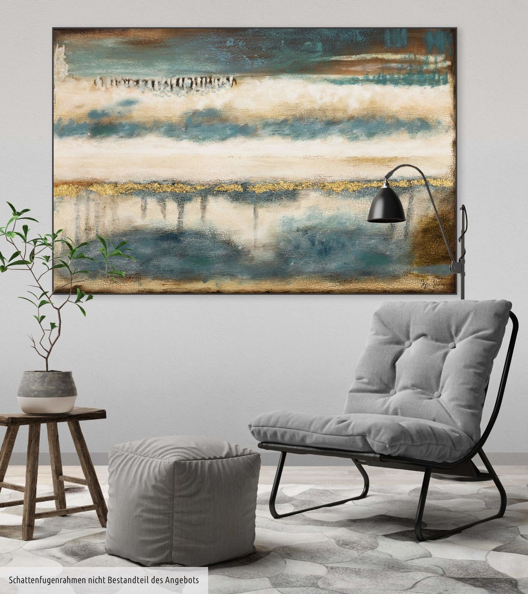 KUNSTLOFT Gemälde Schichten aus 120x80 Leinwandbild HANDGEMALT Eis Wandbild cm, Wohnzimmer 100