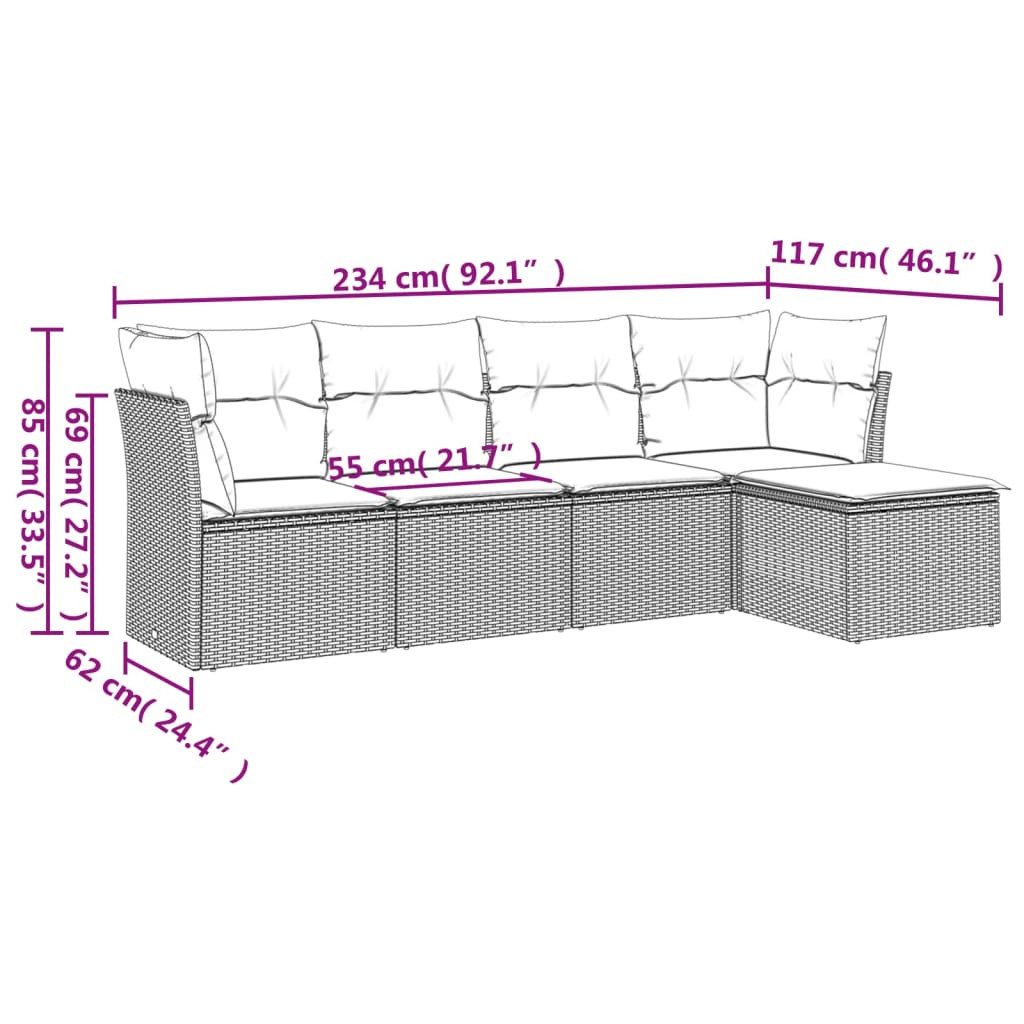 vidaXL Gartenlounge-Set 5-tlg. Garten-Sofagarnitur mit Kissen günstig online kaufen