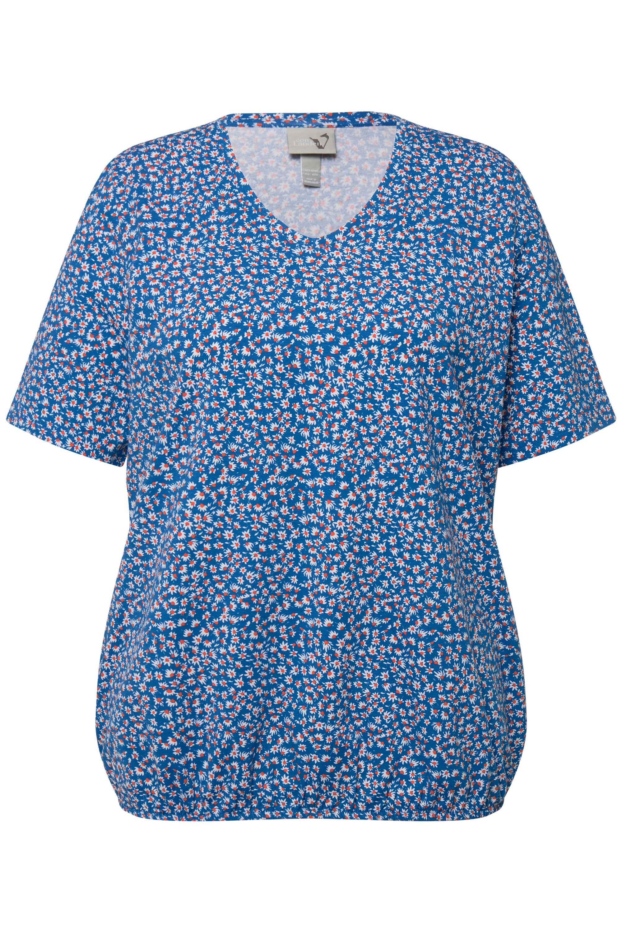 Ulla Popken T-Shirt T-Shirt Gummisaum V-Ausschnitt günstig online kaufen