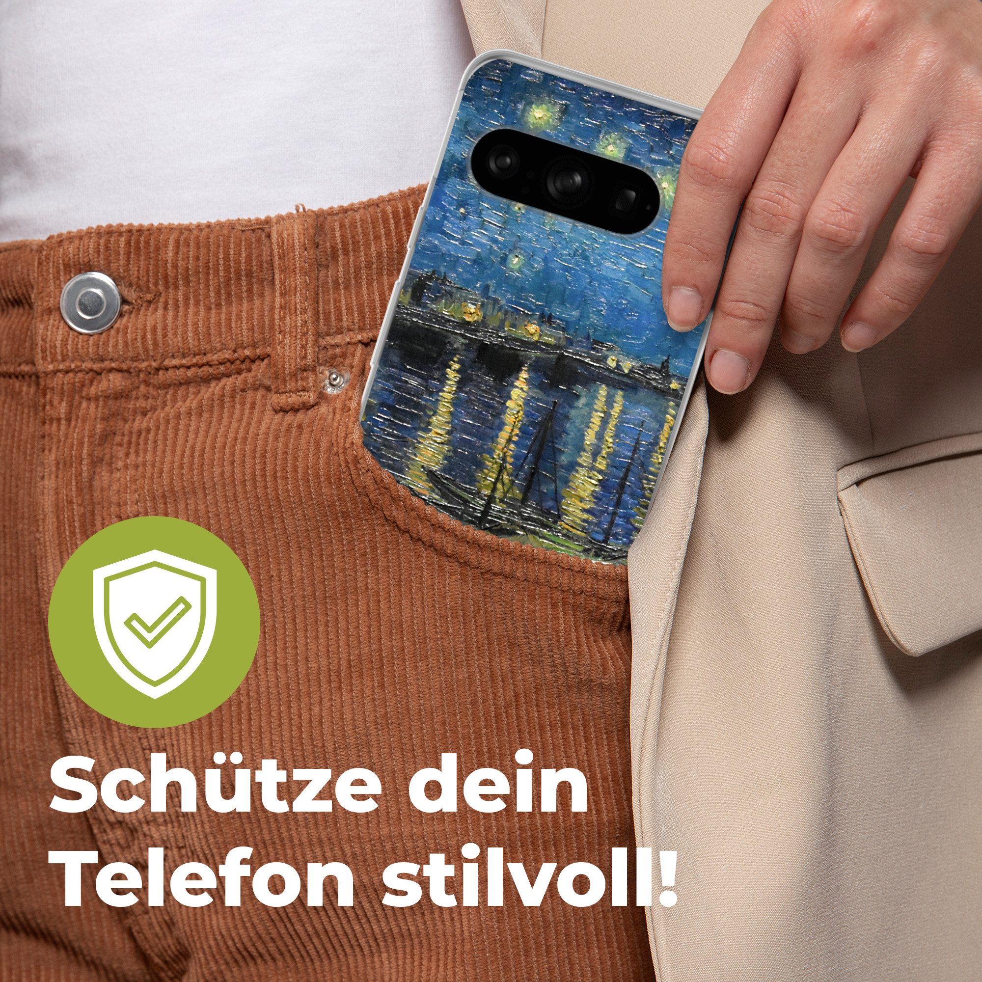 MuchoWow Handyhülle für Google Pixel 8 Pro Sternennacht über der Rhone - Van Gogh - Kunst, Phone Case, Silikon, Schutzhülle Dünn