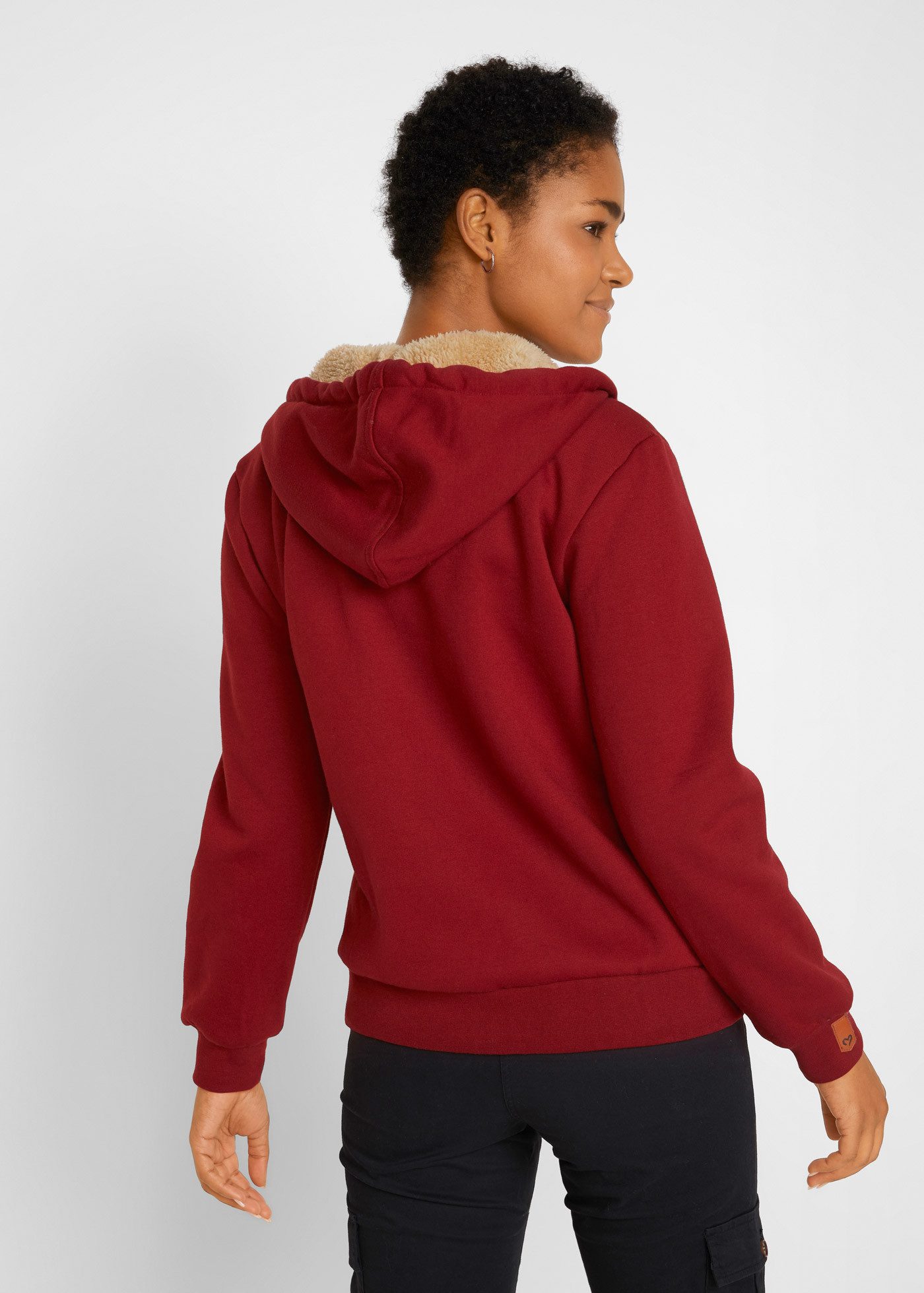 bonprix Kapuzensweatjacke mit Kapuze, mit Teddyfutter, mit Reißverschluss, günstig online kaufen