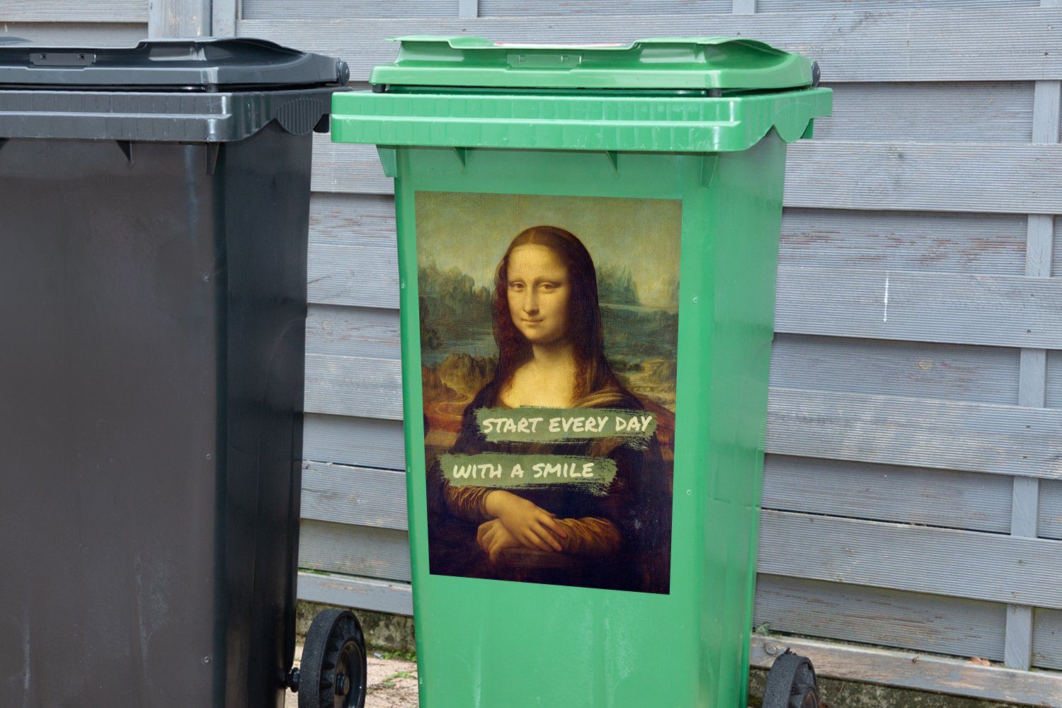 Mülltonne, Vinci Abfalbehälter Container, Sticker, Zitat Lisa (1 Wandsticker Da Mona Mülleimer-aufkleber, - - St), MuchoWow