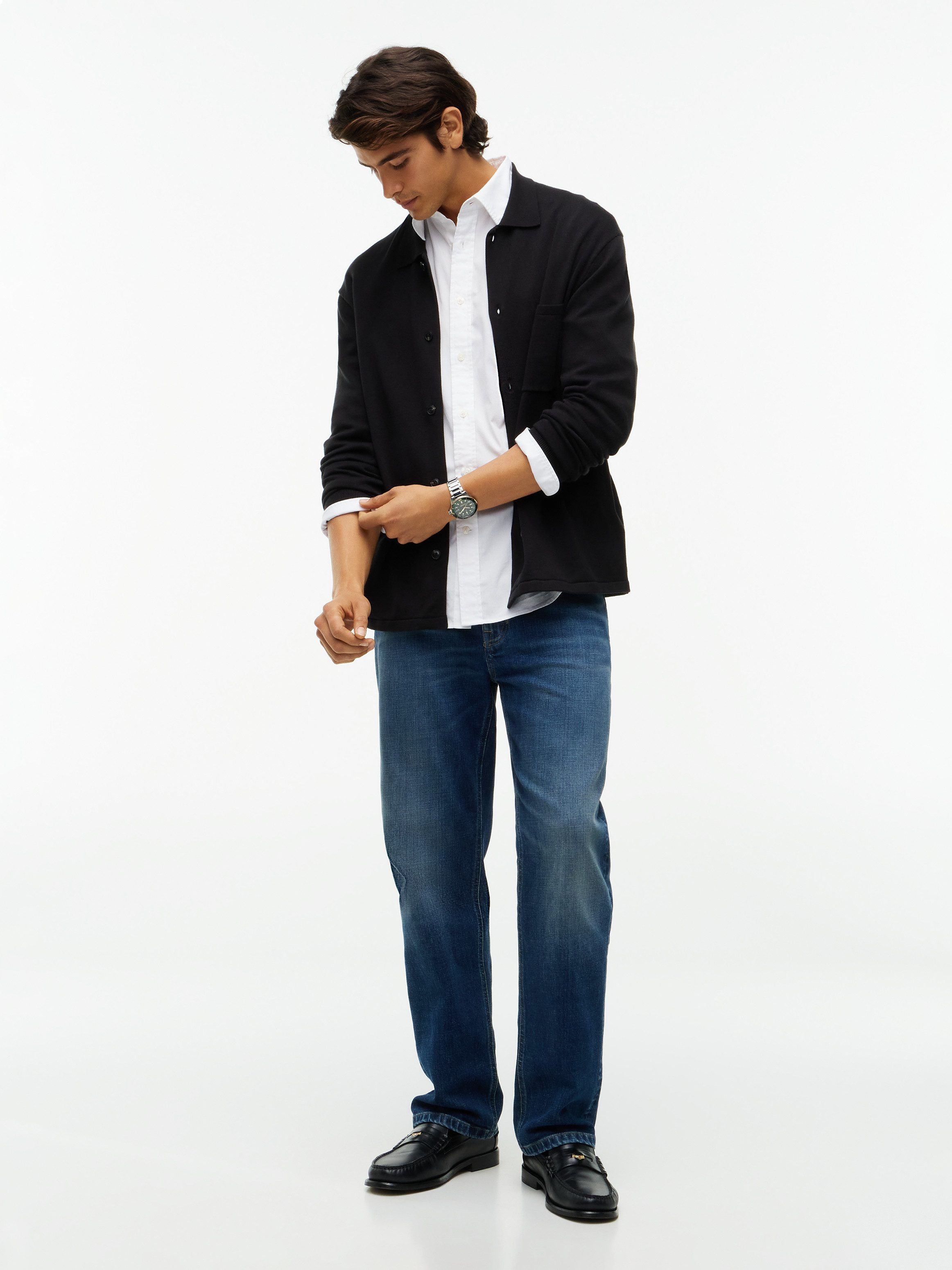 Tommy Hilfiger Strickjacke ESSENTIAL COTTON Relaxed Fit Strick-Overshirt mit Flag-Stickerei – Bild 4 von 5