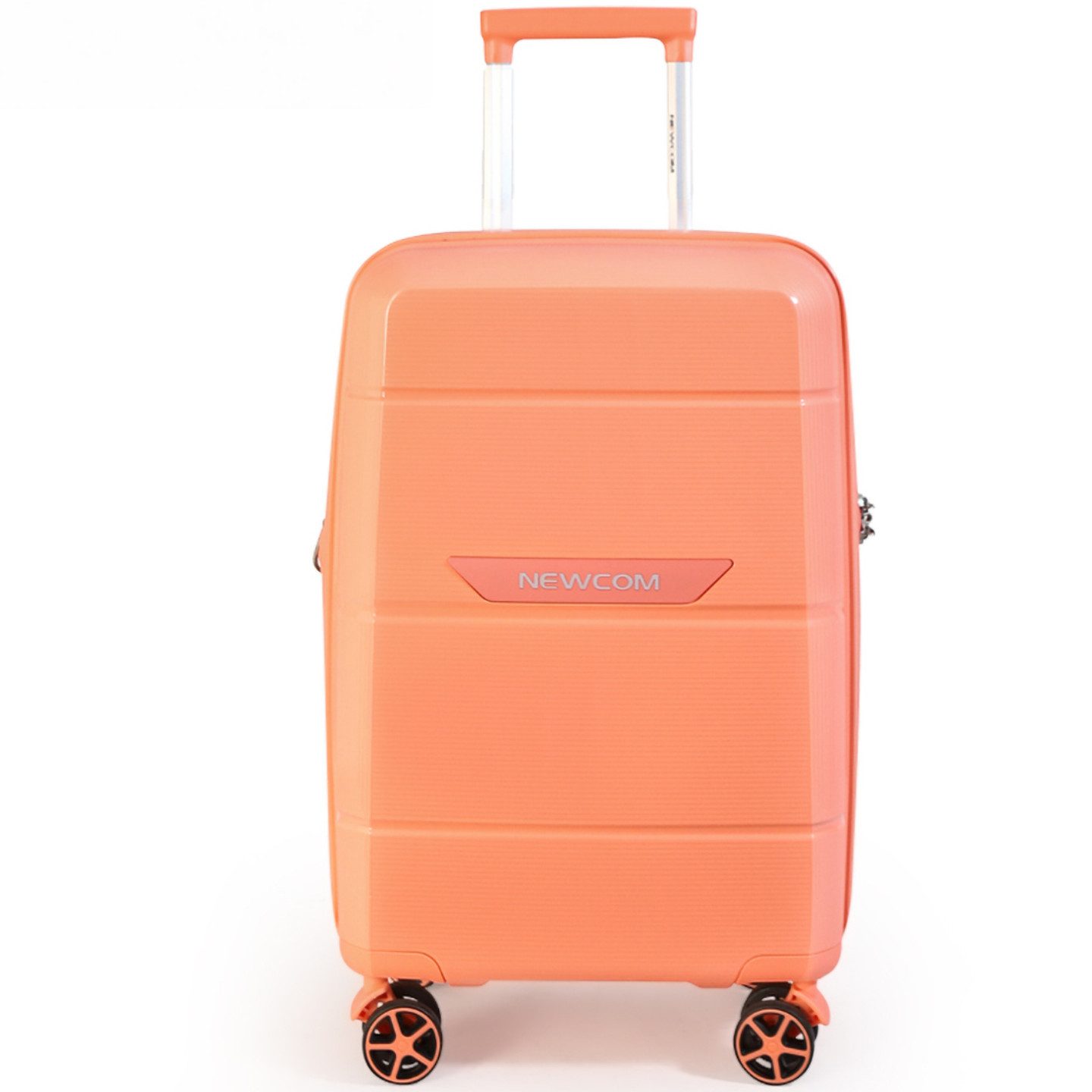 NEWCOM Hartschalen-Trolley Reisekoffer Erweiterbar, Hartschale Koffer mit TSA-Schloss, PP, 4 Rollen, Handgepäck 20 Zoll/ 55cm, Orange, leicht & robust für Kurzreisen von Newcom
