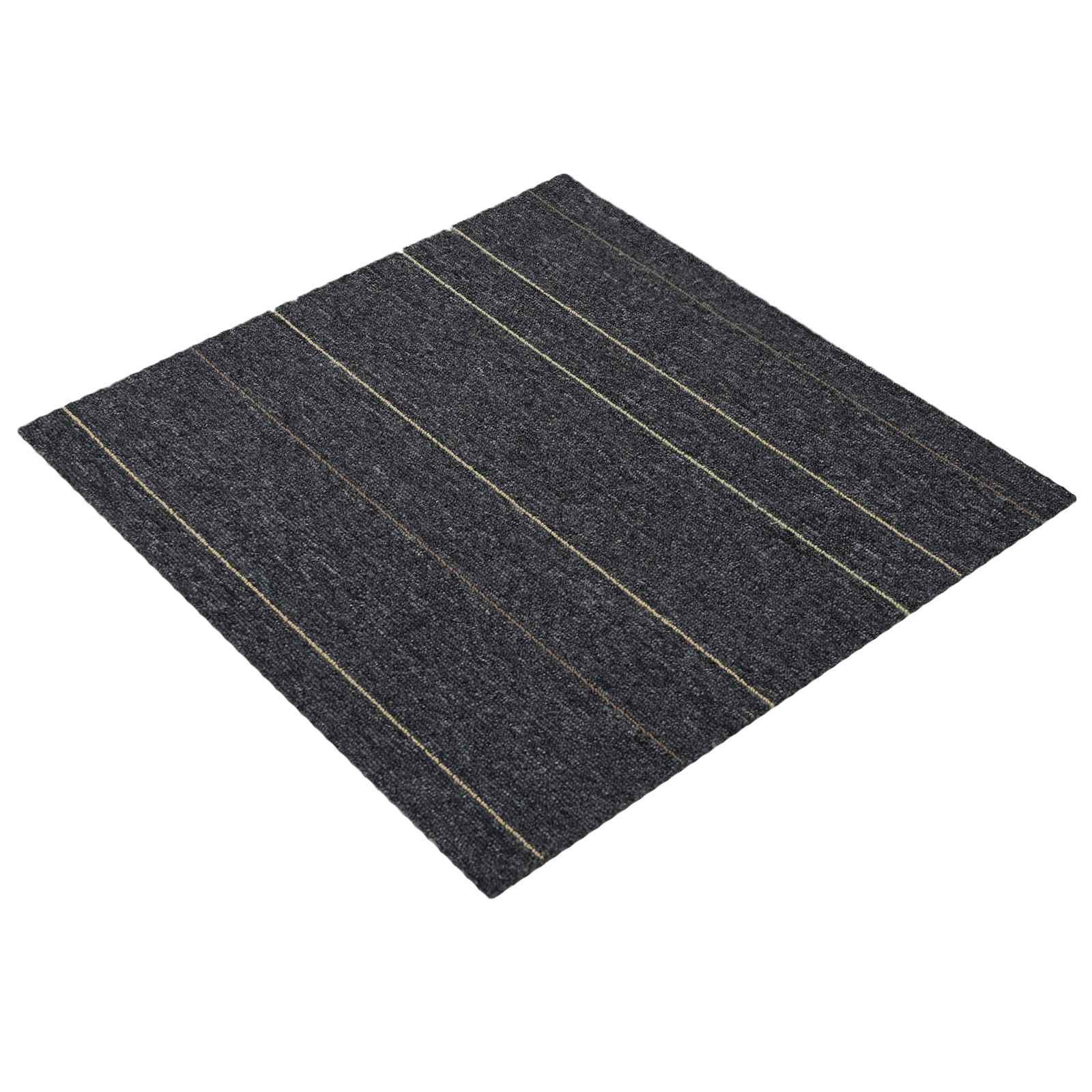 vidaXL Vinyllaminat 50 x 50 cm Teppichfliese Dunkelgrau mit Streifen 50x50 cm 4er Set