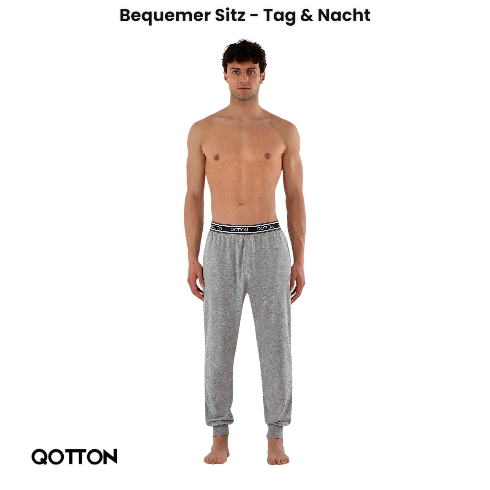 Qotton Pyjamahose Herren Jogginghose Schlafanzughose – Lange Pyjamahose aus günstig online kaufen
