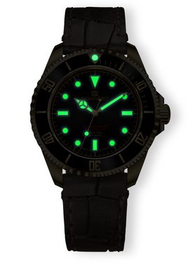 Gigandet Automatikuhr SEA GROUND 300 VINTAGE, Saphirglas, Swiss SuperLuminova Old Radium, Easy-Relase Lederarmband