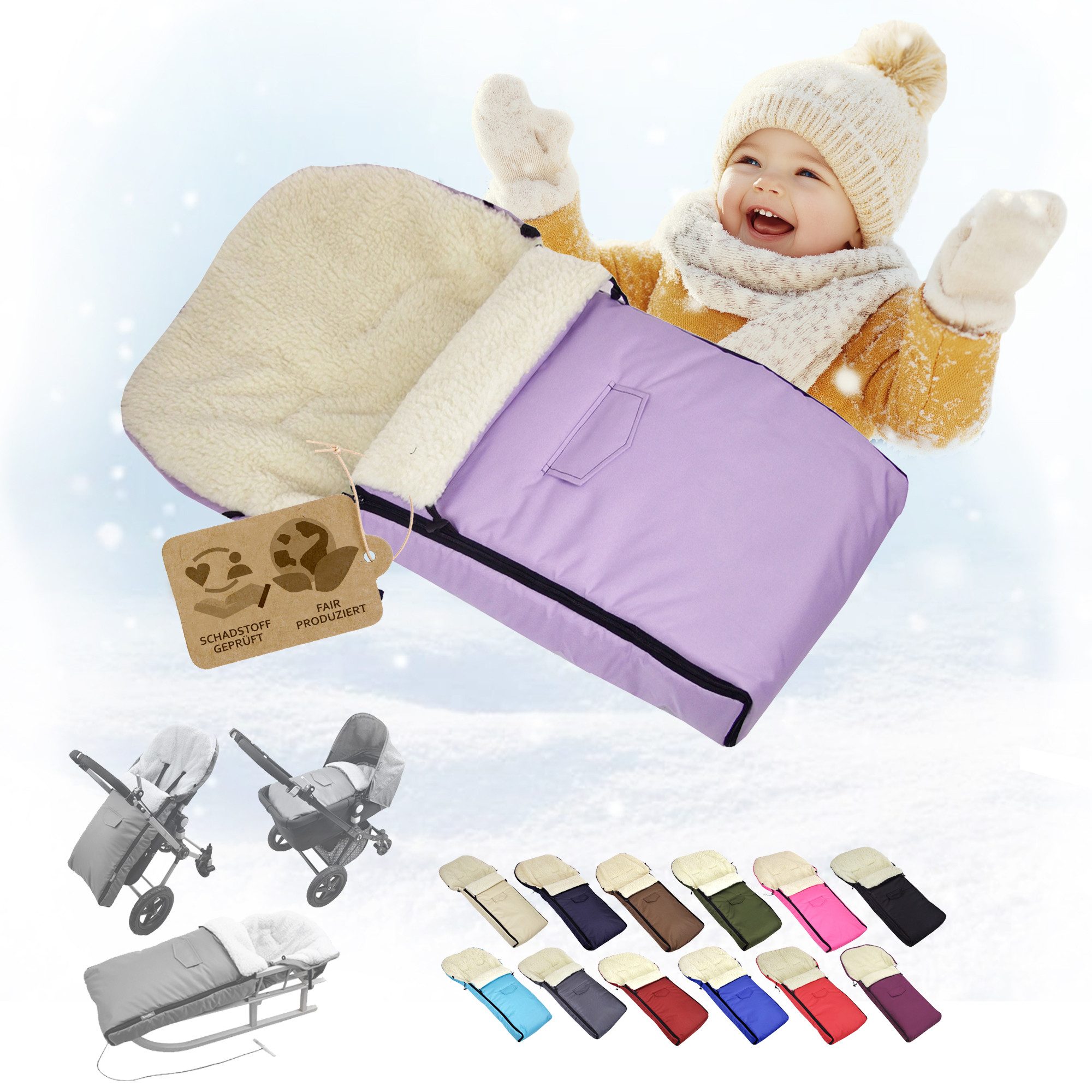 BambiniWelt by Rafael K. Fußsack Winterfußsack Babyfußsack Fußsack Kinderwagen Wolle universal 90cm, universal