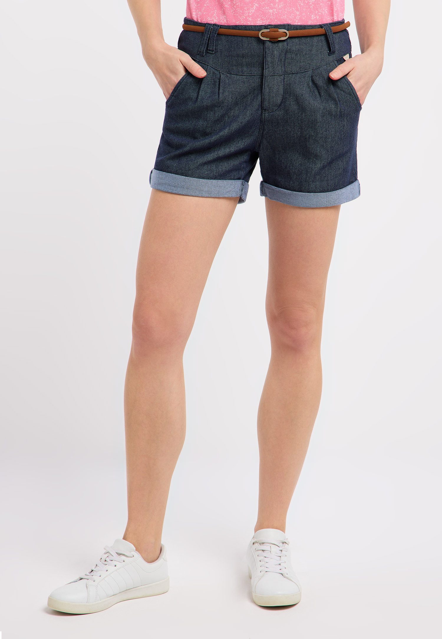 Ragwear Shorts HEEVEN (2-tlg) leicht verwaschener Twill zum Umschlagen mit Gürtel