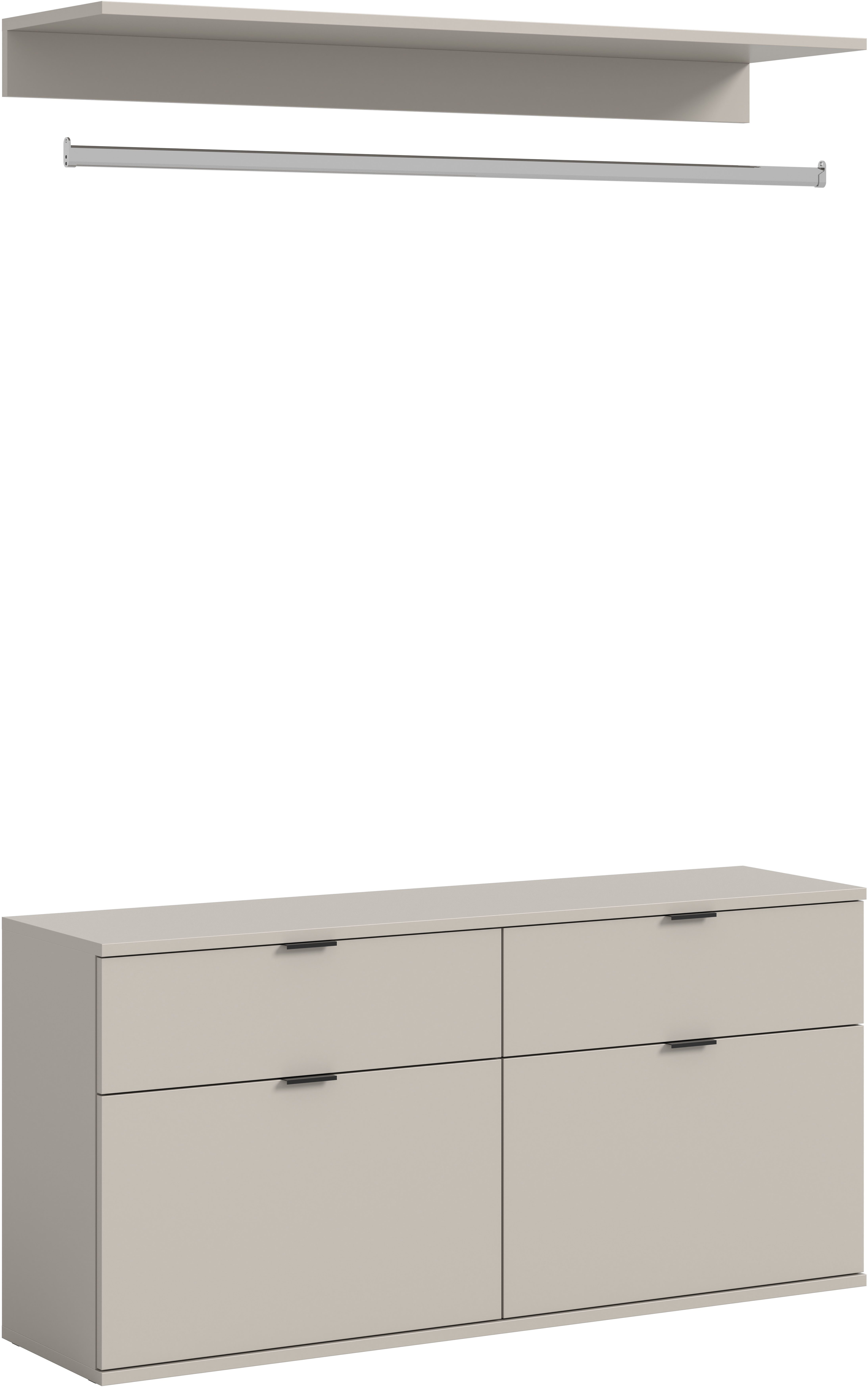 Home affaire Garderoben-Set TRONDHEIM, 3-teilig, Breite 121 cm, Zwischenbauelement, (3-St., nicht einzeln nutzbar, nur in Kombination mit Schränken der Serie), Kommode, Kleiderstange, Ablageboden
