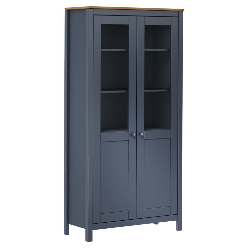 vidaXL Highboard NA Highboard Hill Grau 85x37x170,5 cm Massivholz Kiefer Kommode Glas V