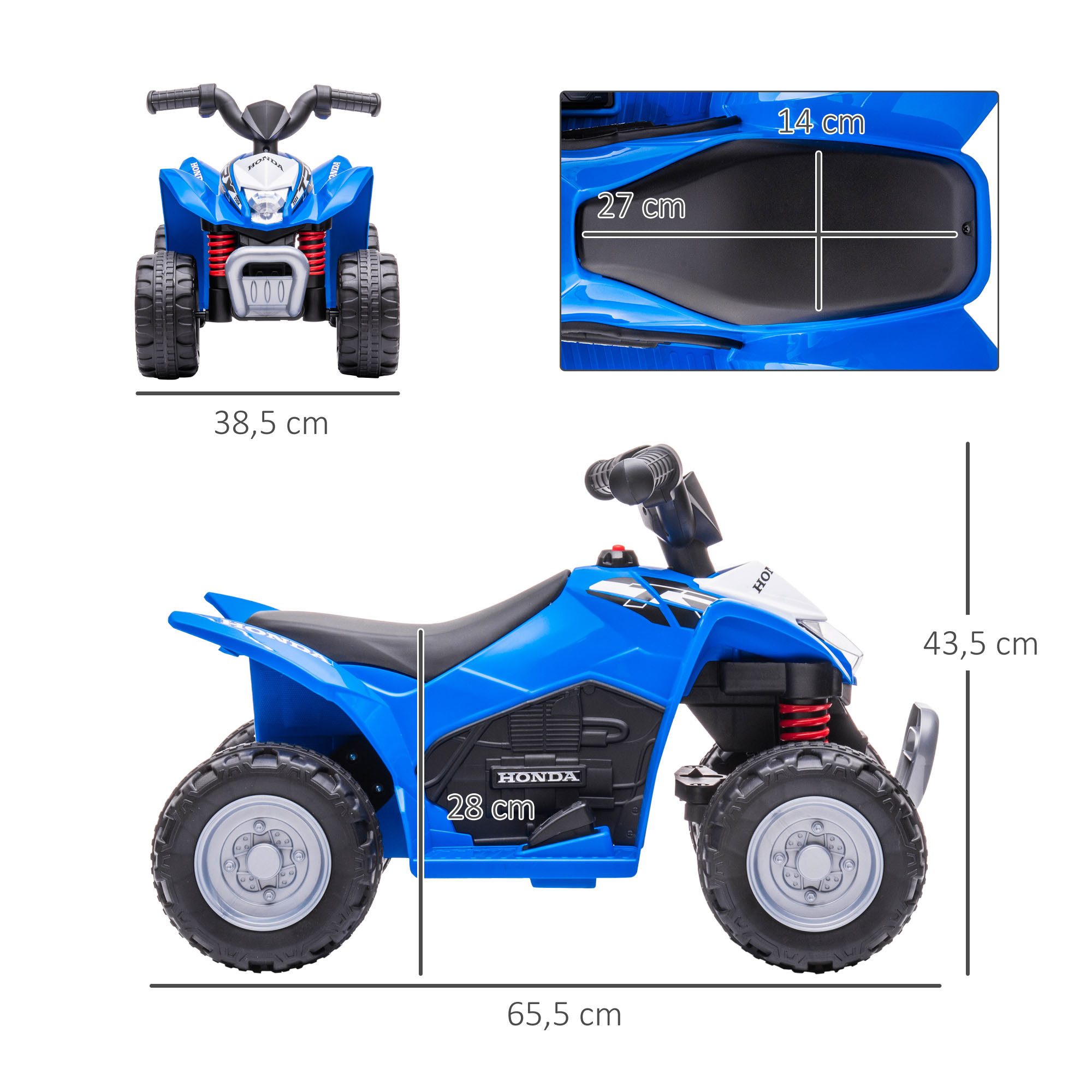 AIYAPLAY Elektro-Kinderquad mit Hilfsrad, Aktivierungsschlüssel, Belastbarkeit 25 kg, (1-tlg), mit LED-Scheinwerfer, Blau
