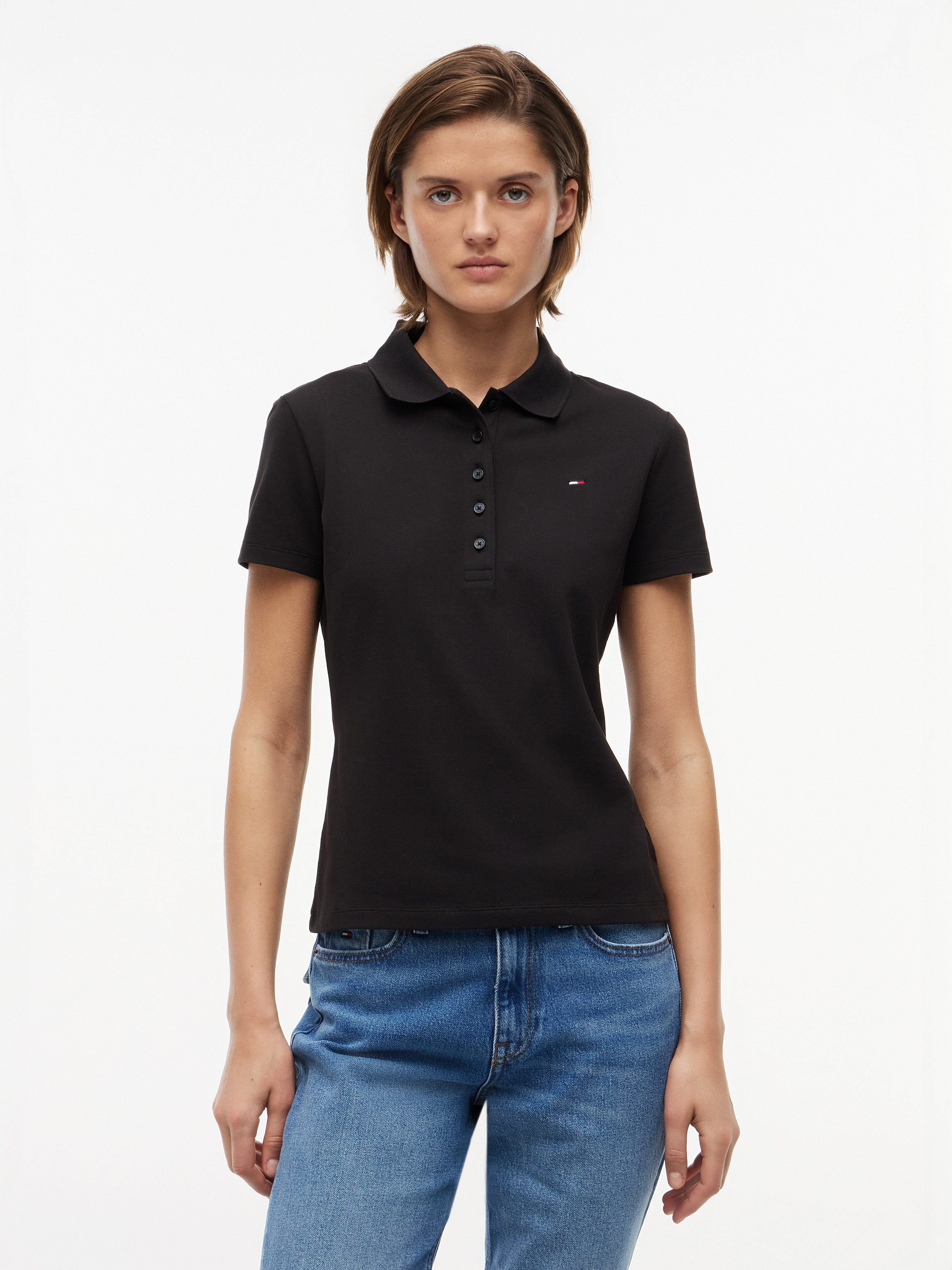 Tommy Jeans Poloshirt TJW SLIM ESSENTIAL SS POLO Baumwollmischung, slim fit