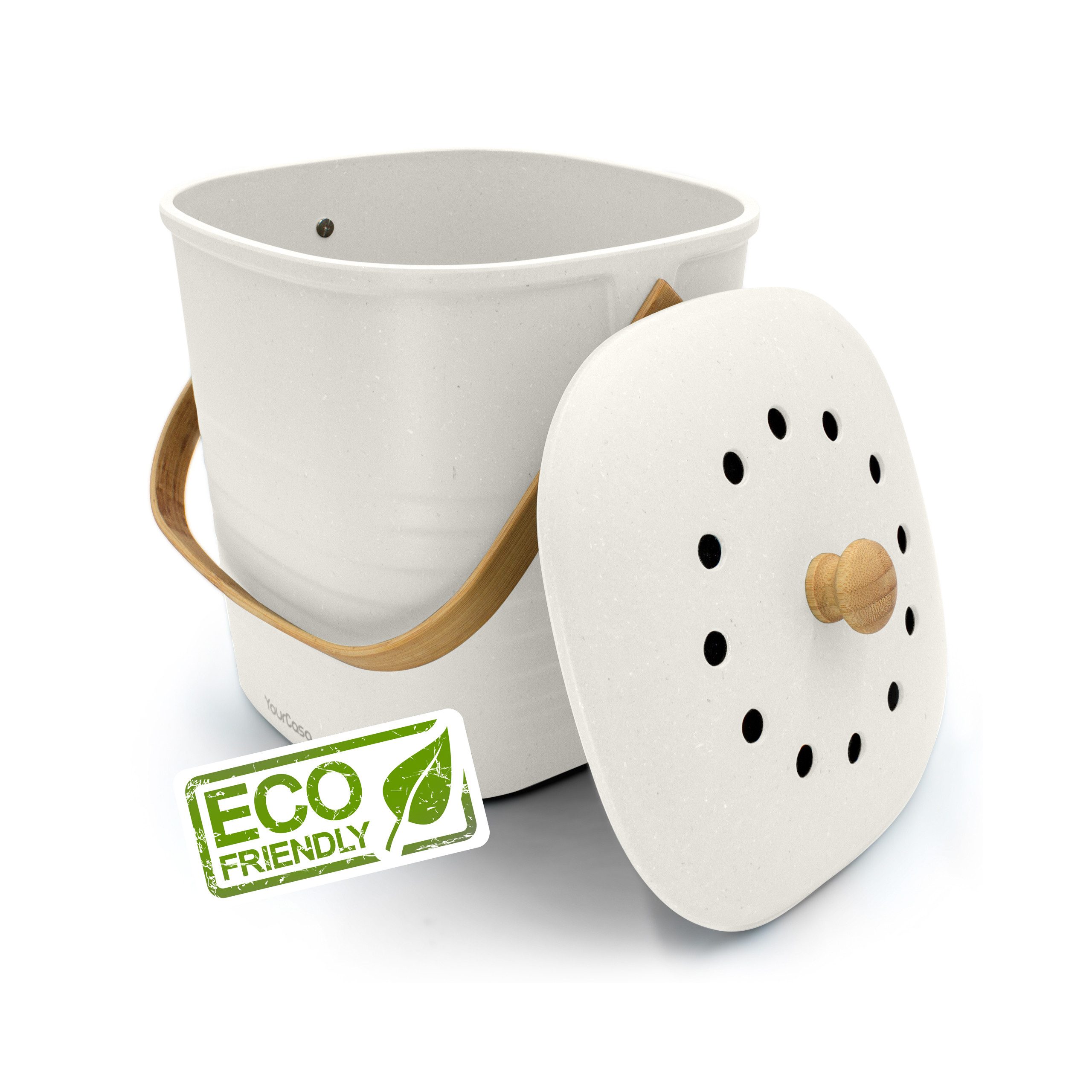 YourCasa Biomülleimer YourCasa® Biomülleimer Küche Klein 4L nachhaltig mit Akivkohlefilter, Fassungsvermögen 4 Liter, Nachhaltige Materialien