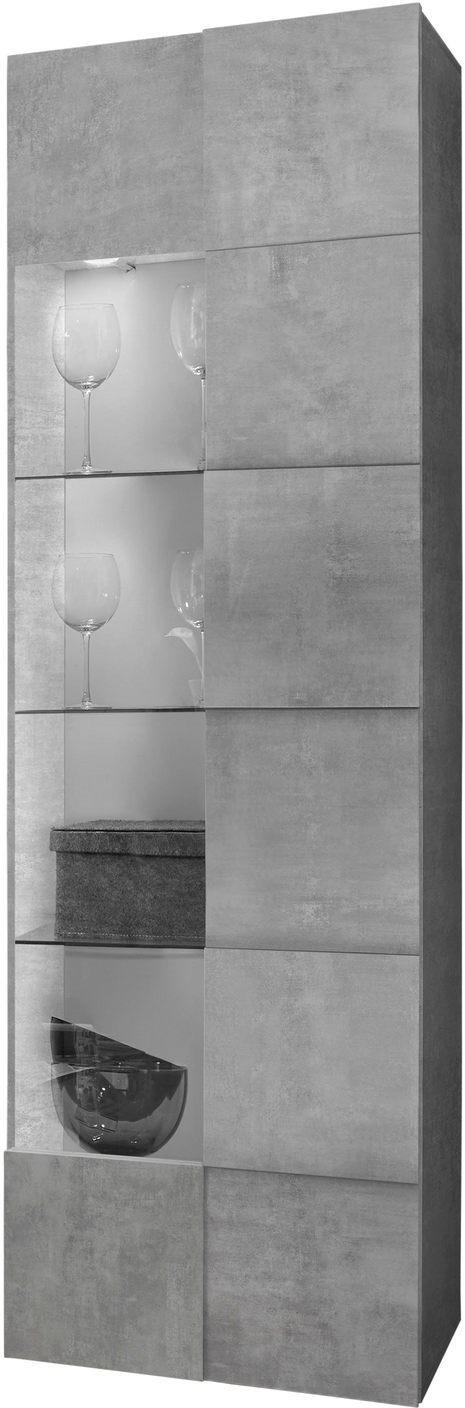 Home affaire Vitrine Dama Höhe 187 cm, Breite 60 cm, Stauraumvitrine mit 1 Tür, Standvitrine - Front in 3D-Optik, viel Stauraum, verschiedene Farben