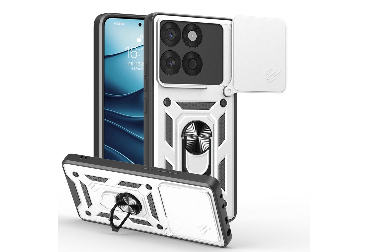 betterfon Handyhülle für Motorola Edge 60 / Edge 60 Fusion Panzerhülle mit Kameraschutz, Outdoorhülle mit Ringhalter, Silikonkern & präziser Passform