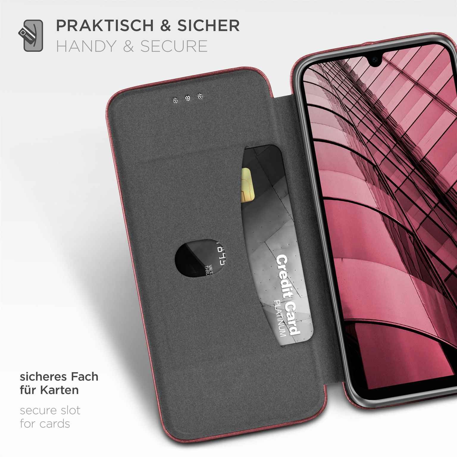 ONEFLOW Handyhülle für Samsung Galaxy A16 (4G) Premium Hülle Business Cover Rot 6,7 Zoll, 360 Grad Schutzhülle Flip Case Etui Klapphülle Dünn Leder Handy Tasche