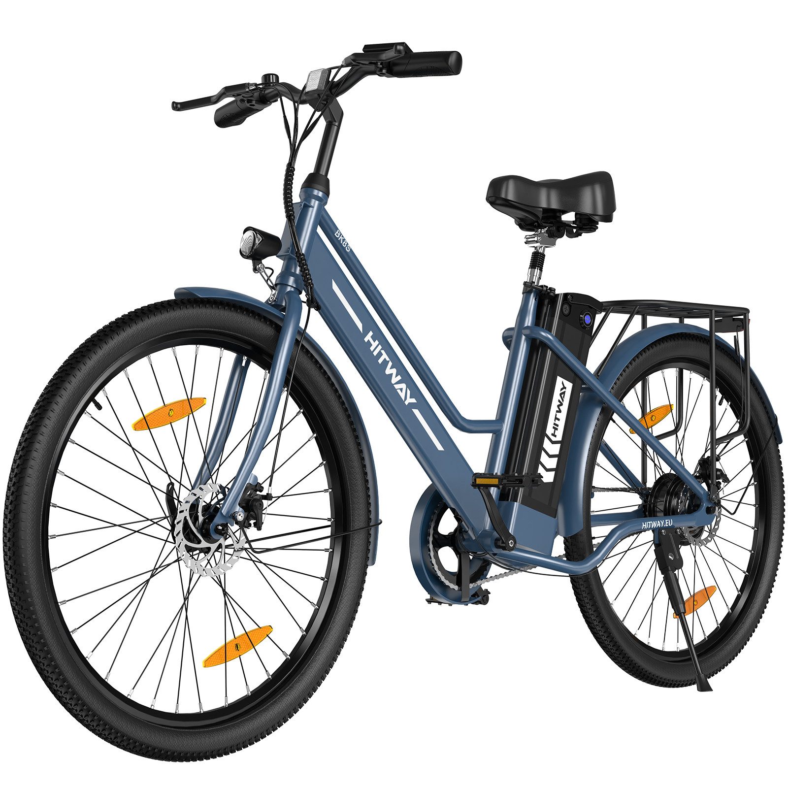 HITWAY E-Bike Cityrad 26 Zoll Elektrofahrrad für Damen Herren, Pedelec mit 36V 8,4Ah Akku, 1 Gang, Kettenschaltung, 250W Heckmotor, 302.4 Wh, E-fahrräde, E-Citybike mit Schloss, Pumpe