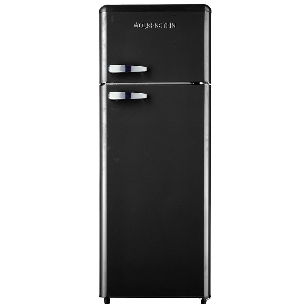 Wolkenstein Kühl-/Gefrierkombination GK212.4RT B, 145.6 cm hoch, 54.5 cm breit, Retro Kühlschrank GK212.4RT B schwarz 211 L