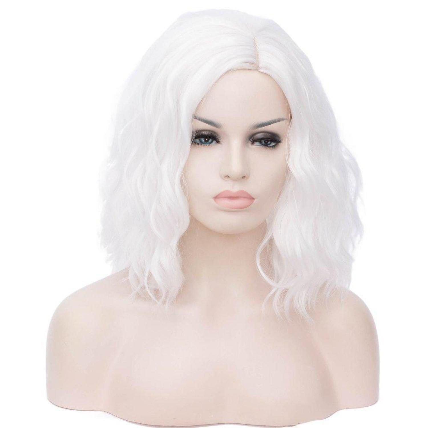Kostüm-Perücke Perücke Damen kurz weiß Karneval Fasching Halloween Cosplay Weiß 356