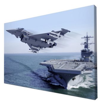 wandmotiv24 Leinwandbild Startender Jet Armee, Fahrzeuge (1 St), Wandbild, Wanddeko, Leinwandbilder in versch. Größen