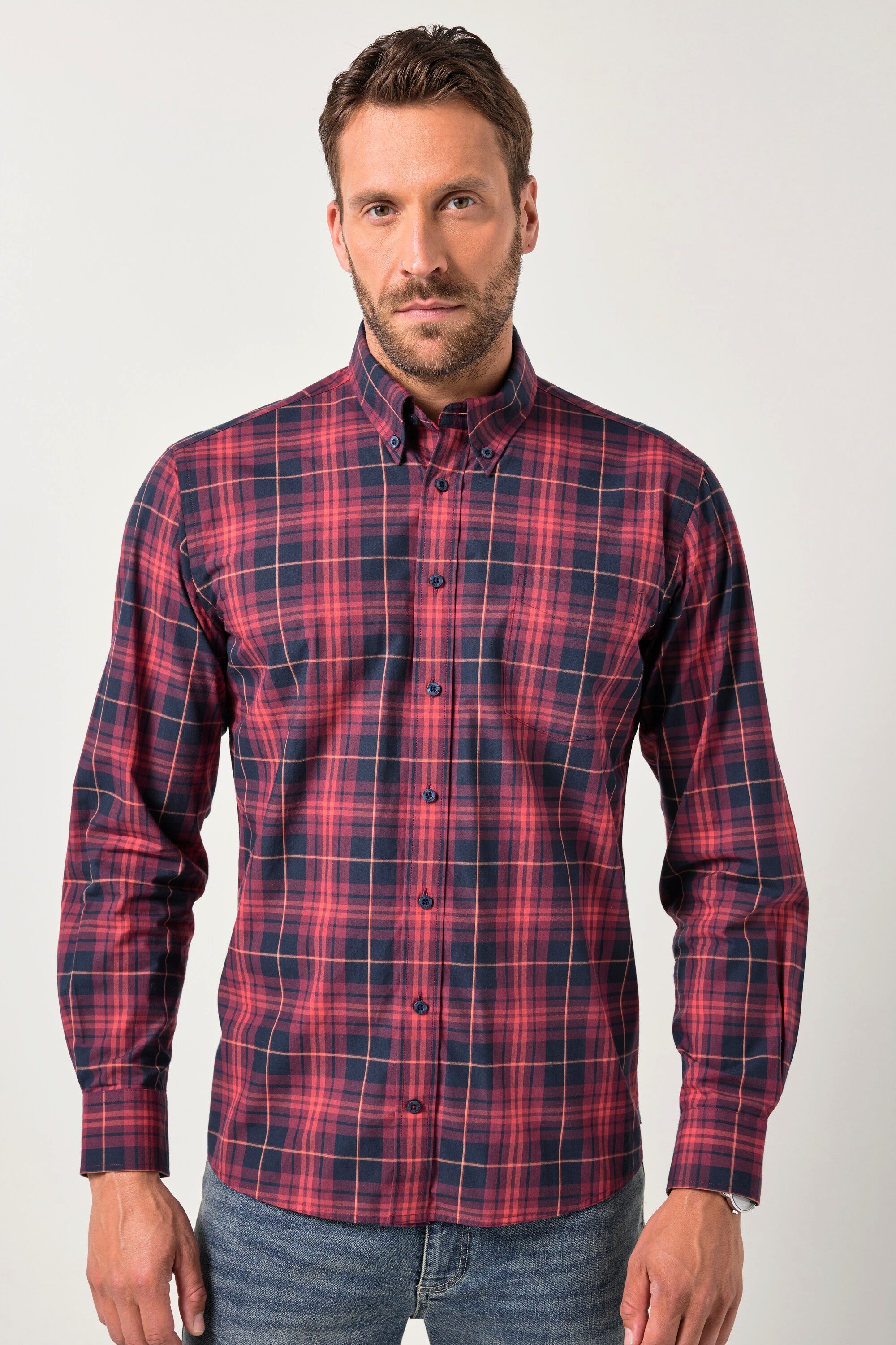 JP1880 Businesshemd JP1880 Karohemd Langarm Buttondown-Kragen günstig online kaufen