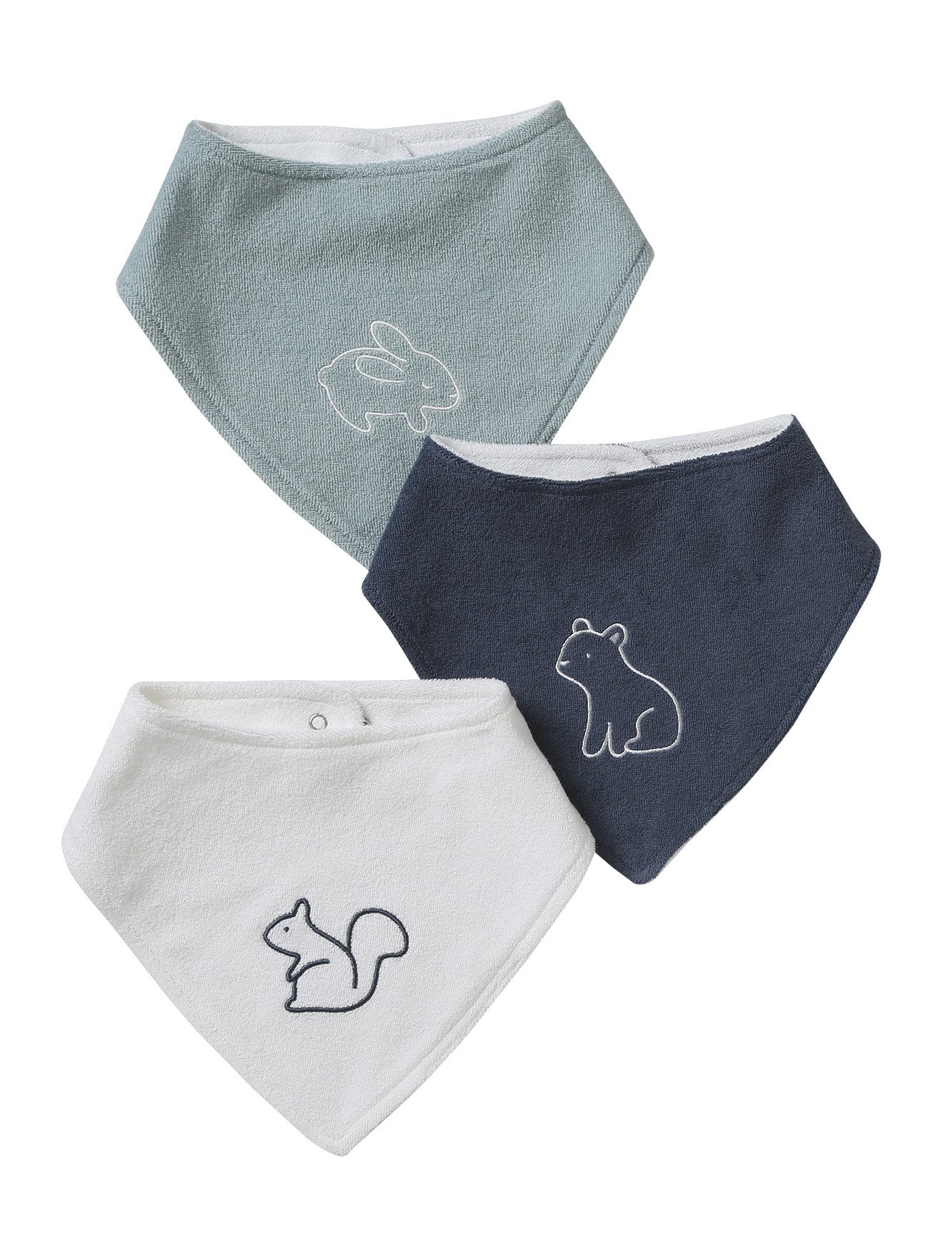 vertbaudet Lätzchen Baby Halstücher, Frottee, 3er-Pack, Tierstickerei