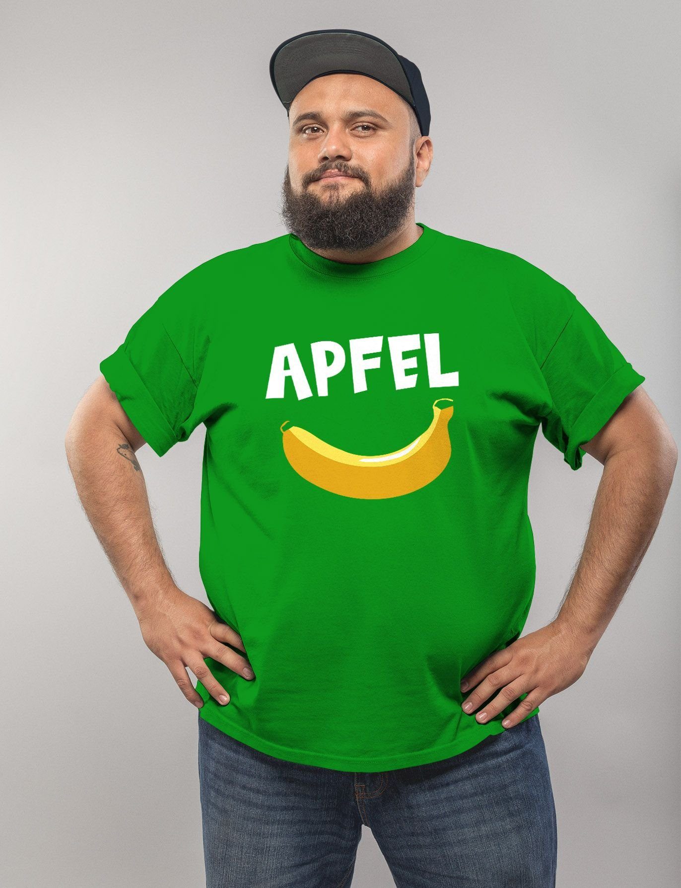 MoonWorks Print-Shirt lustig Herren T-Shirt Scherz Witz grün lustiger Spruch Print Moonworks® Apfel Aufdruck mit Fun-Shirt Banane