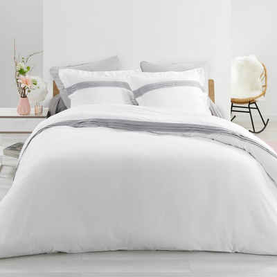 Bettwäsche, dynamic24, 3tlg. Perkal Bettwäsche 240x220 Baumwolle Bettdecke Übergröße Bett Bezug Garnitur weiß
