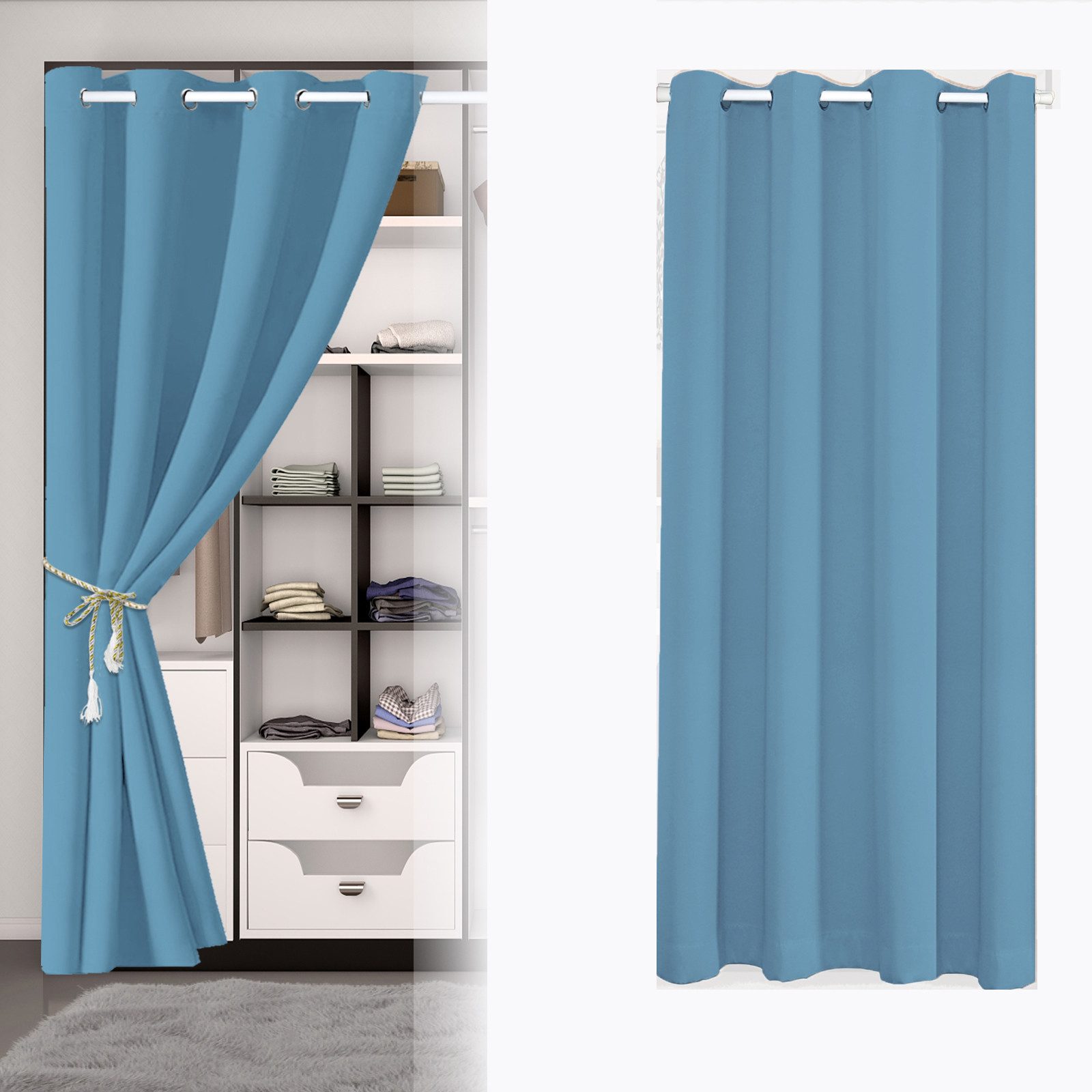 BTTO V&G Türvorhang Thermo Gardinen Vorhang Blickdicht ösen 6 Farben, 3 Größen, Verdunkelungsvorhang 132x203cm/132x244cmThermovorhang