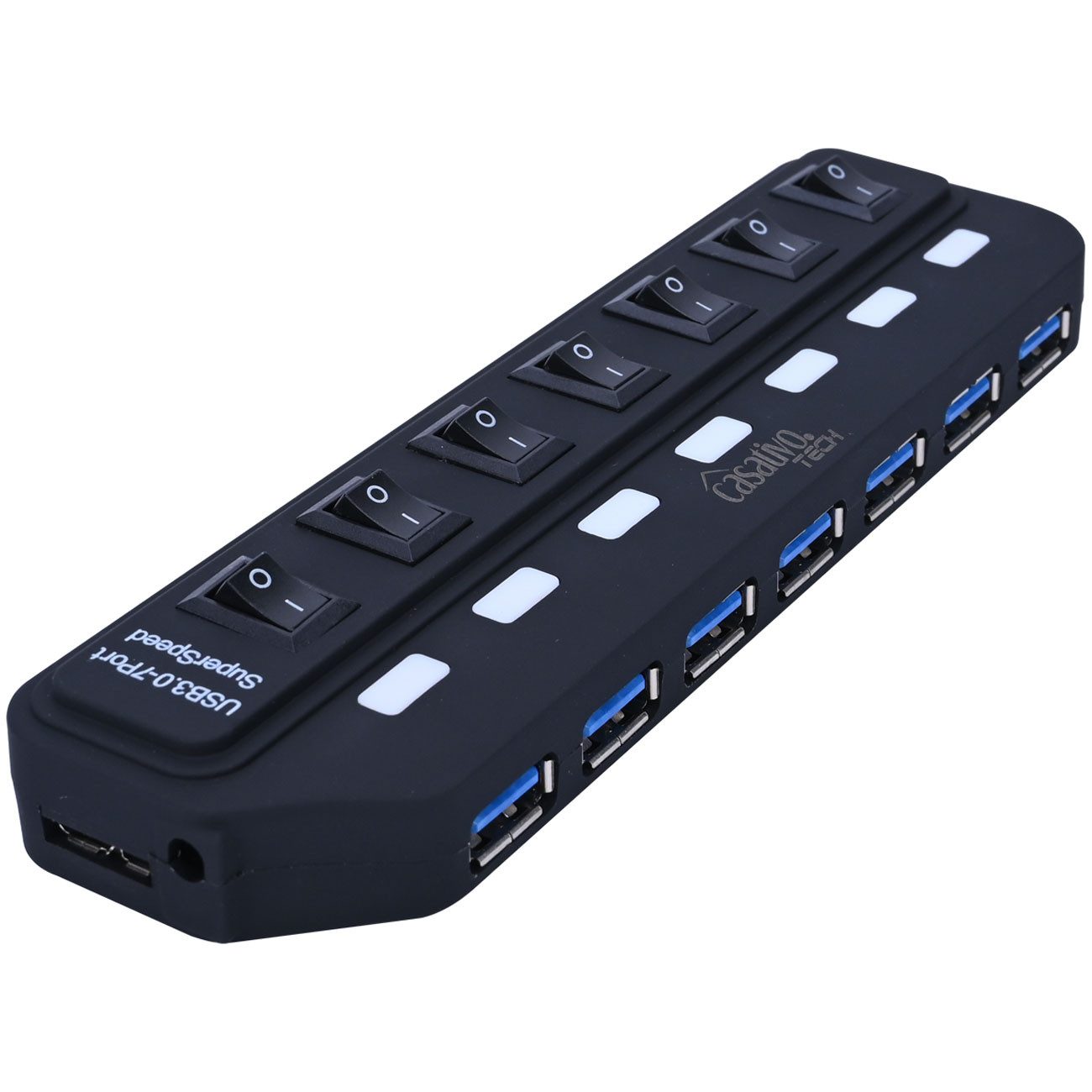 Casativo USB-Verteiler USB 3.0 Hub aktiv 7-fach USB Verteiler mit Netzteil bis 900 mA/Port, 7 Ports einzeln schaltbar/Aktiver Betrieb-Netzteil/ 5 GBit/s USB 3.0 – Bild 4 von 5