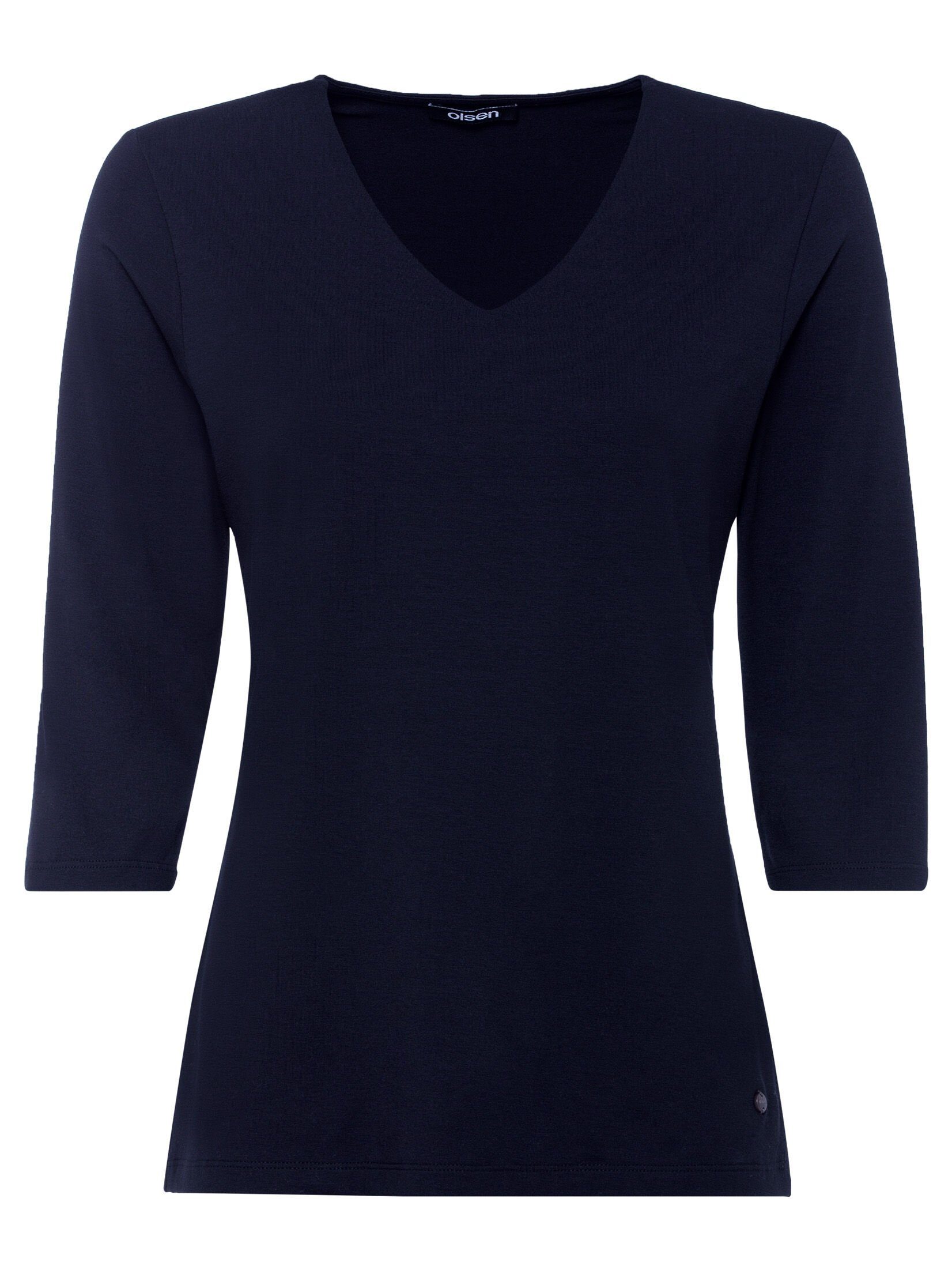 Olsen V-Shirt im Uni-Look Power Navy