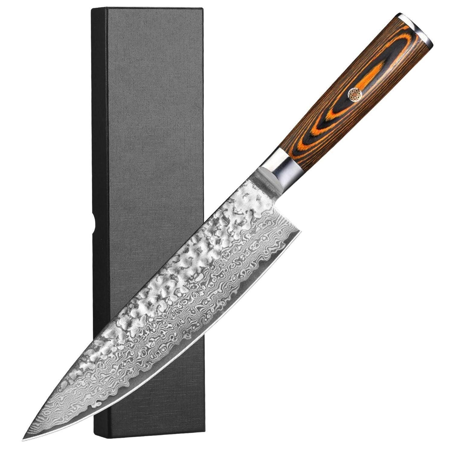 LuxusKollektion Damastmesser Küchenmesser Damast 20cm Braun Griff