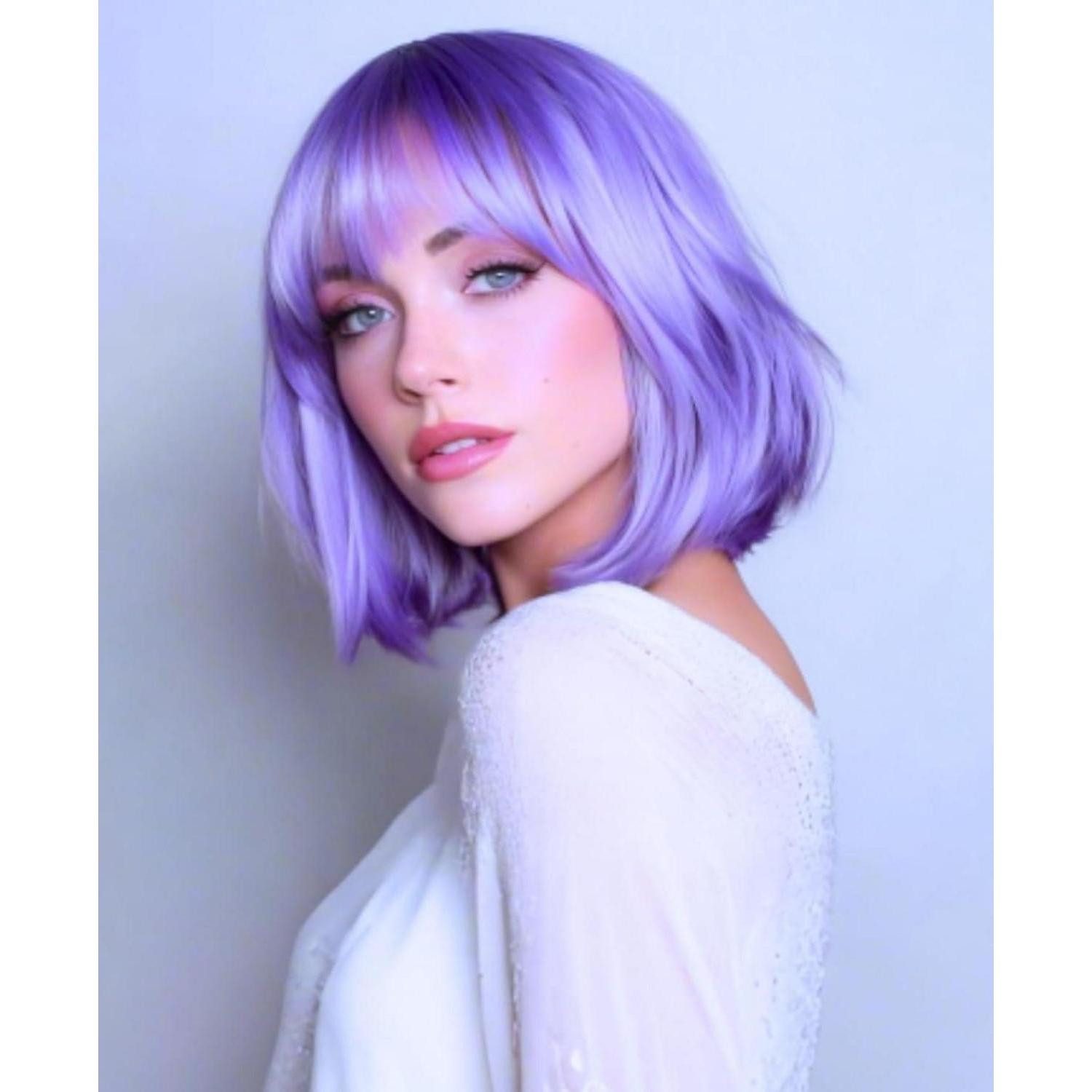 LuxusKollektion Kostüm-Perücke Perücken Bob Kurz Pony Synthetisch Cosplay Karneval Hellviolett