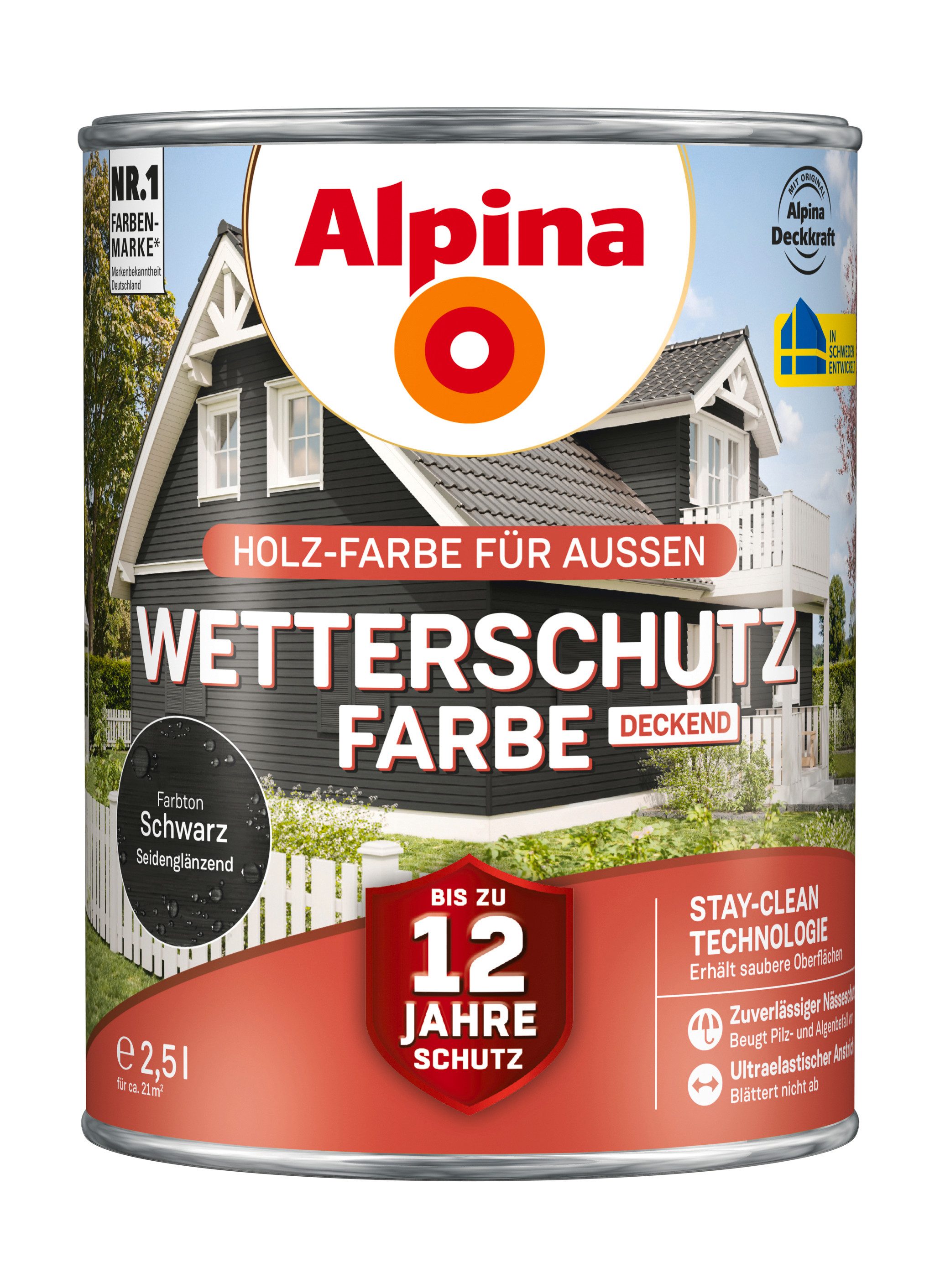Alpina Holzschutzlasur Alpina Wetterschutz-Farbe deckend seidenmatt