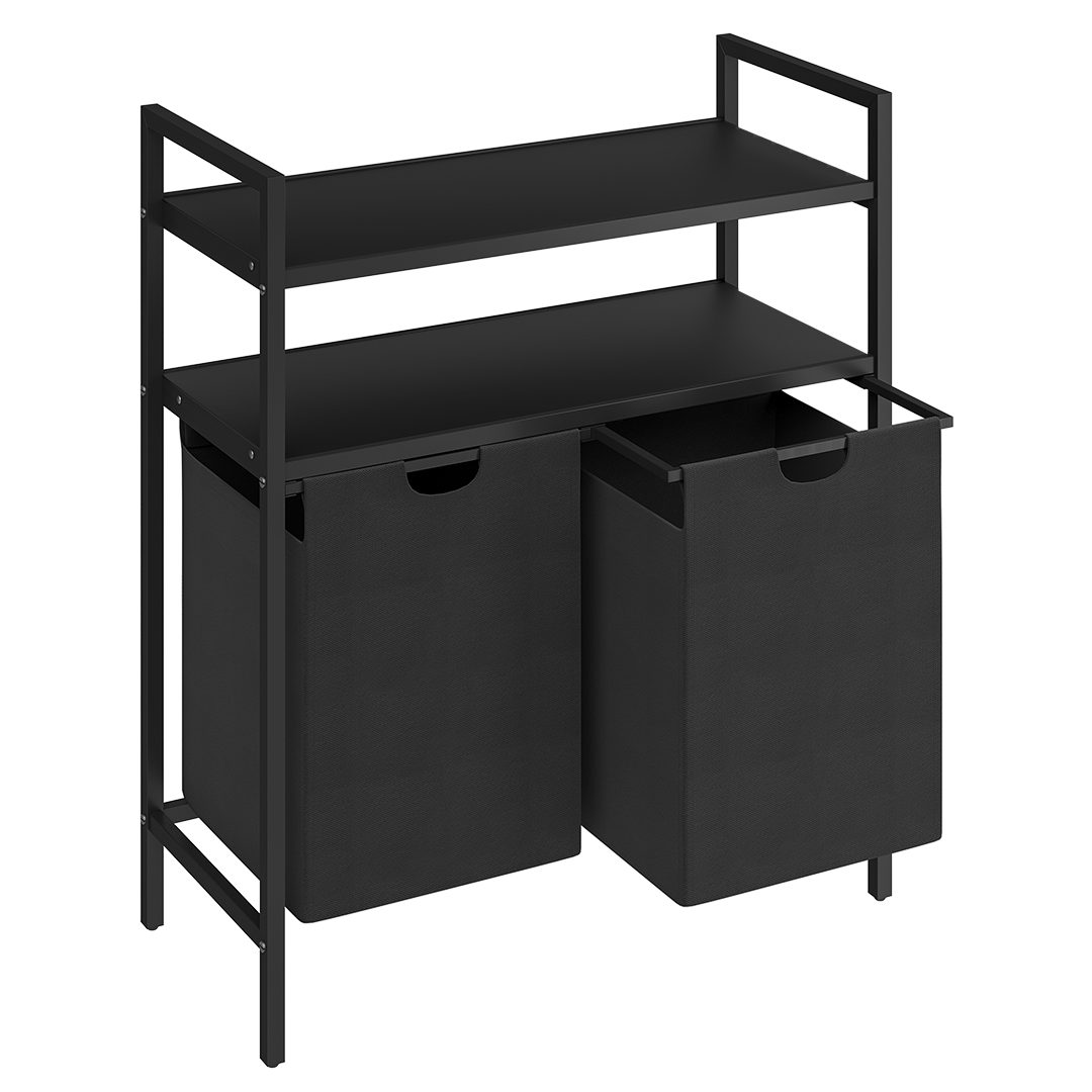 STEELSØN Wäschekorb Rigil aus Metall (2 Fächer (90 L) mit 2 MDF-Ablagen, sc günstig online kaufen