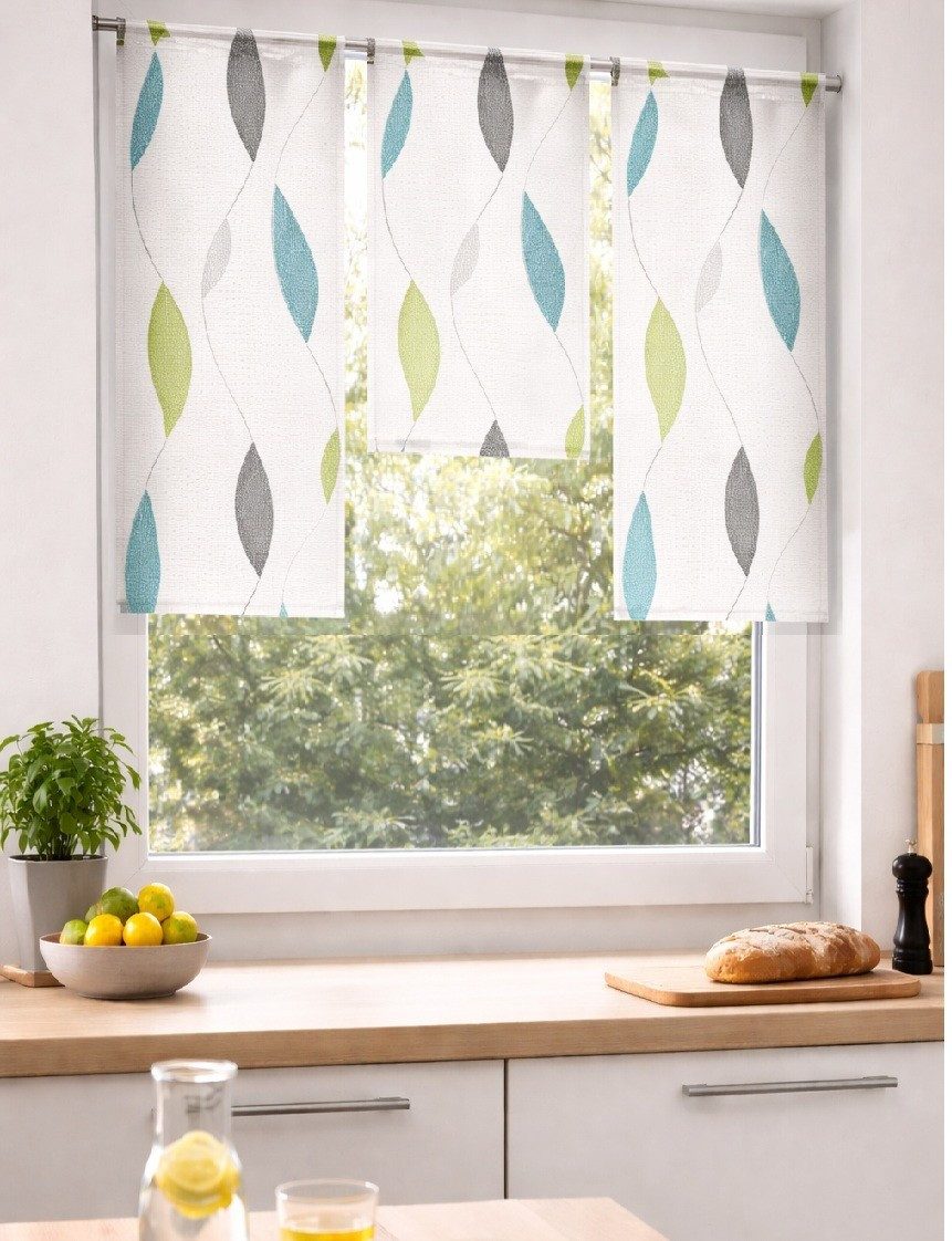 HOME WOHNIDEEN Scheibengardine (3 St), Stangendurchzug, halbtransparent