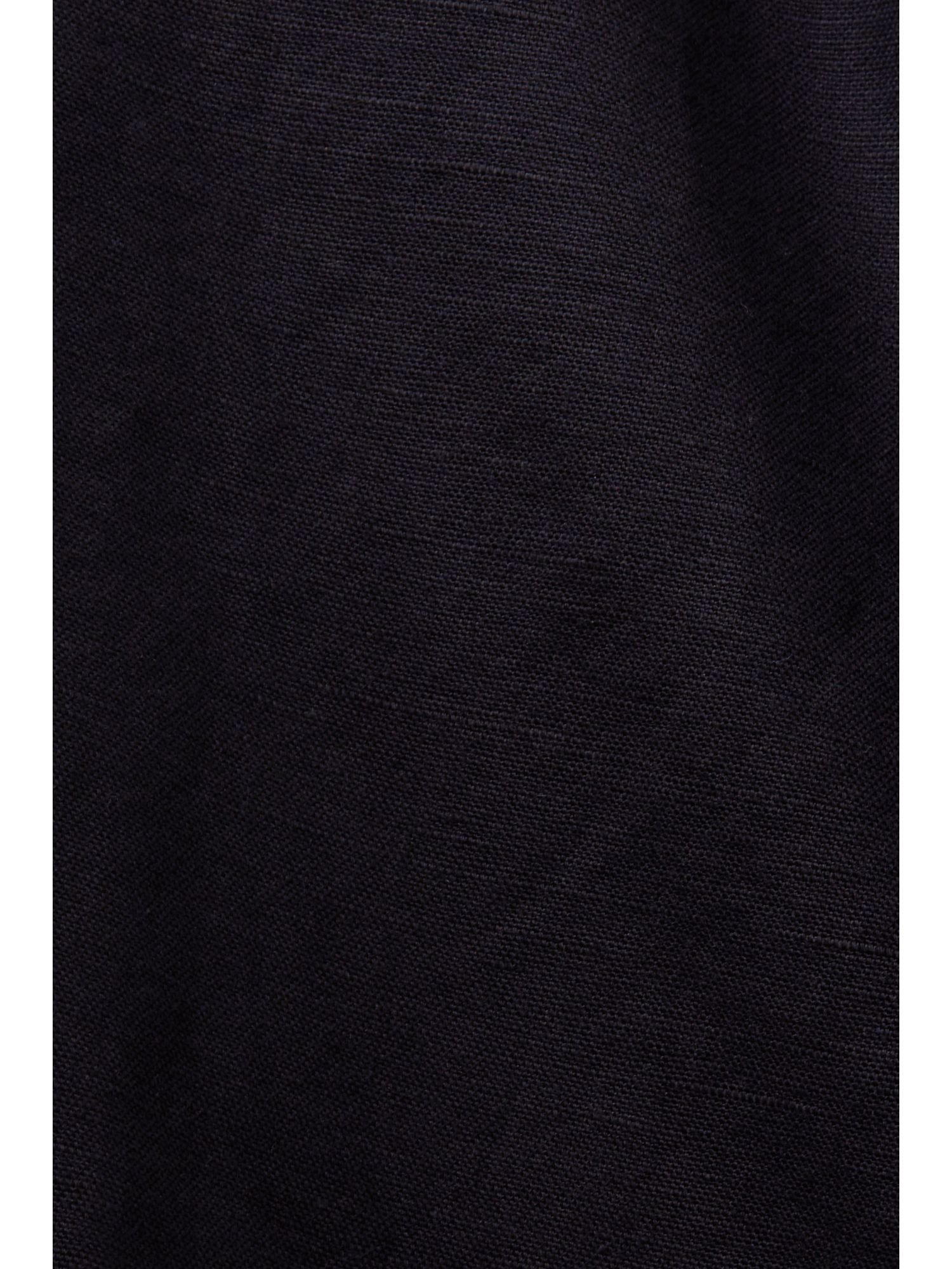 Esprit Shorts Shorts mit BLACK Baumwoll-Leinenmix Bindegürtel, (1-tlg)