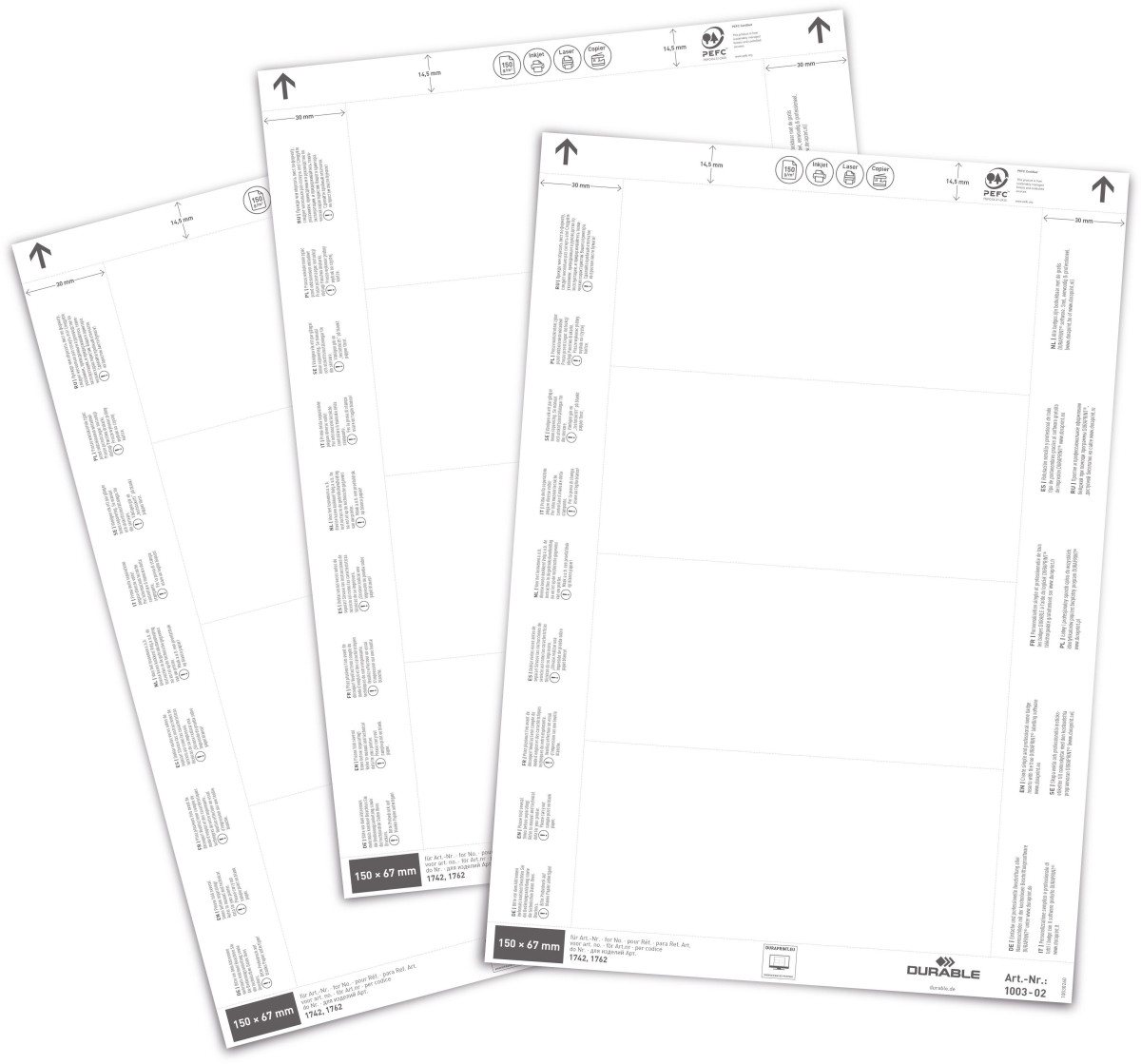 Thumbnail - DURABLE Fächermappe Einsteckschild für Logistiktasche 150x67mm weiß Beutel VE=80 Stück