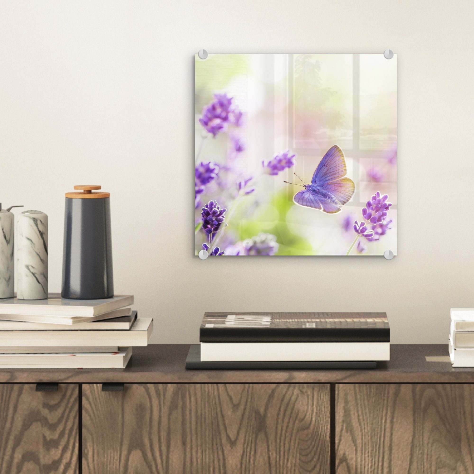 MuchoWow Acrylglasbild Lavendel - Schmetterling - günstig online kaufen