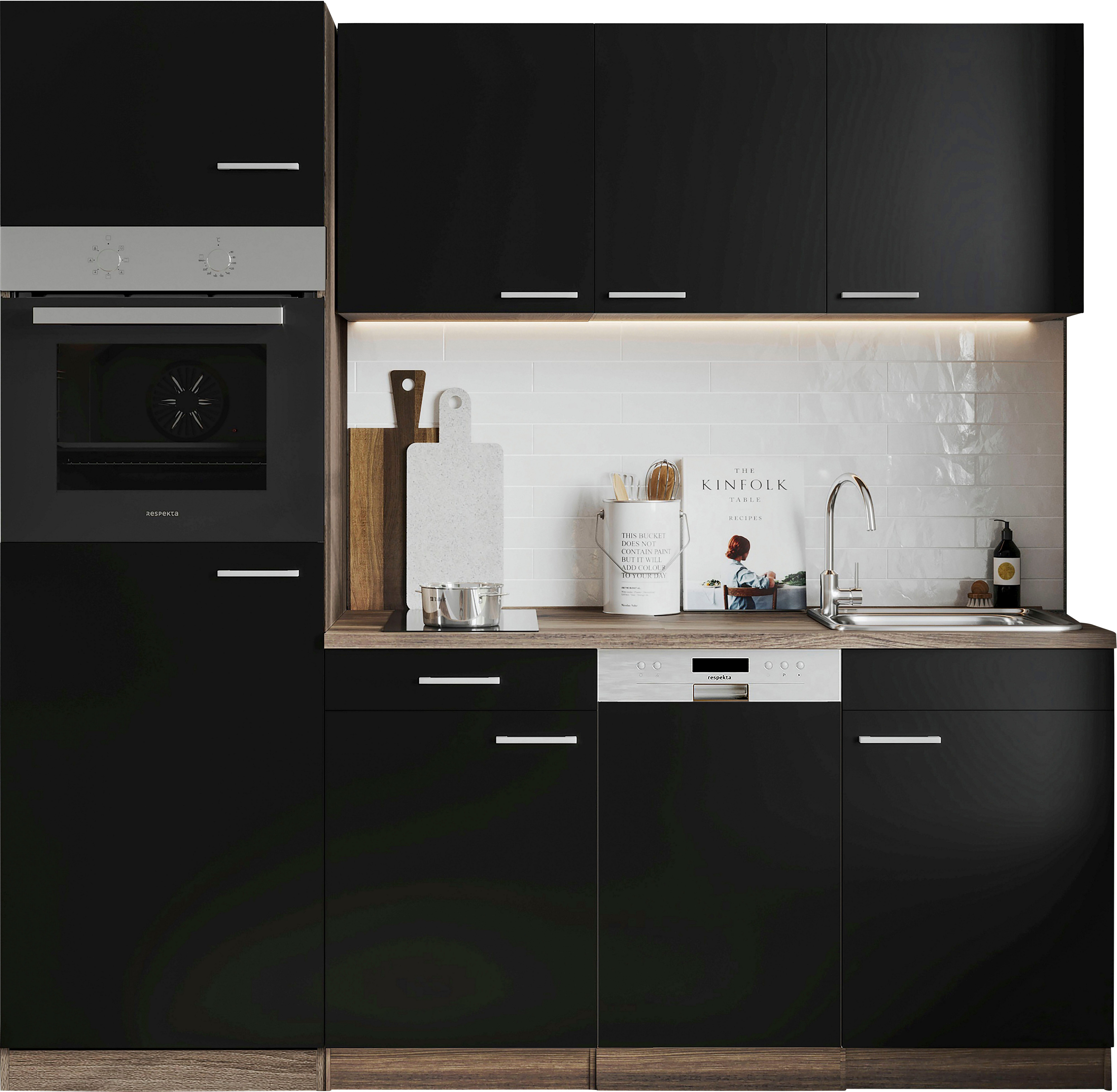 RESPEKTA Küche Oliver, Breite 205 cm, wechselseitig aufbaubar
