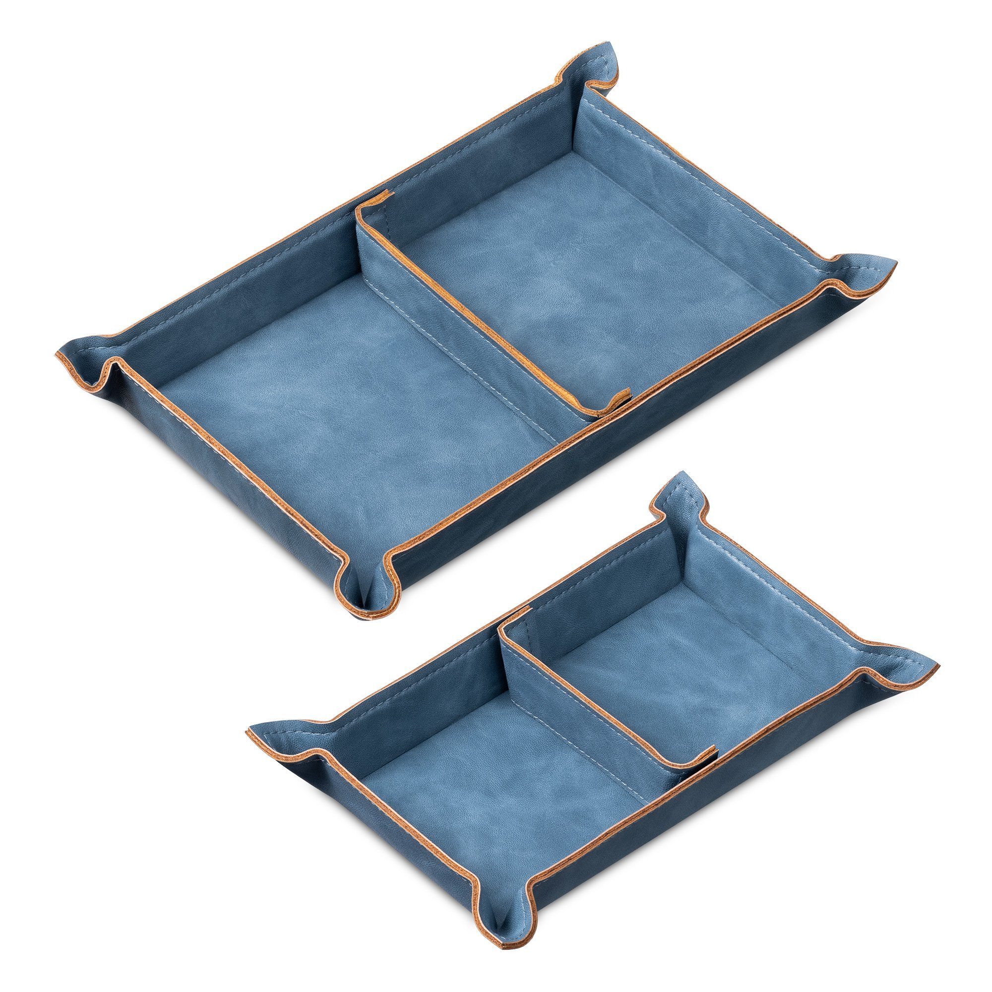 Organizer Lederschale aus Kunstleder - 2x Ablageschale - Organizer - blau