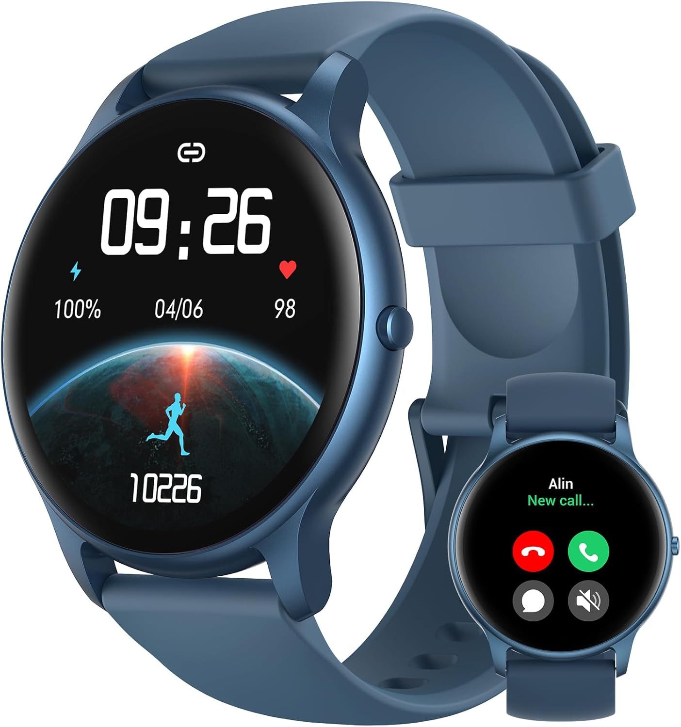 Parsonver Herren"s GPS Fitness Tracker mit Herzfrequenz, SpO2 & Schlafmonitor Smartwatch (3,3 cm/1,32 Zoll, Android/iOS), IP68 Wasserdichtes Fitnessarmband mit über 100 Sportmodi & Bluetooth