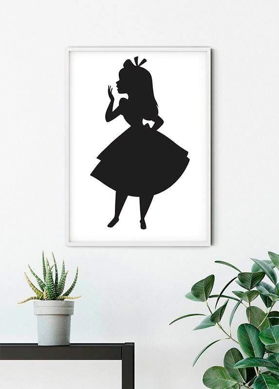 Komar Bild Alice Silhouette, Disney (1 St), Wandbild zur Dekoration im Kinderzimmer - ohne Rahmen