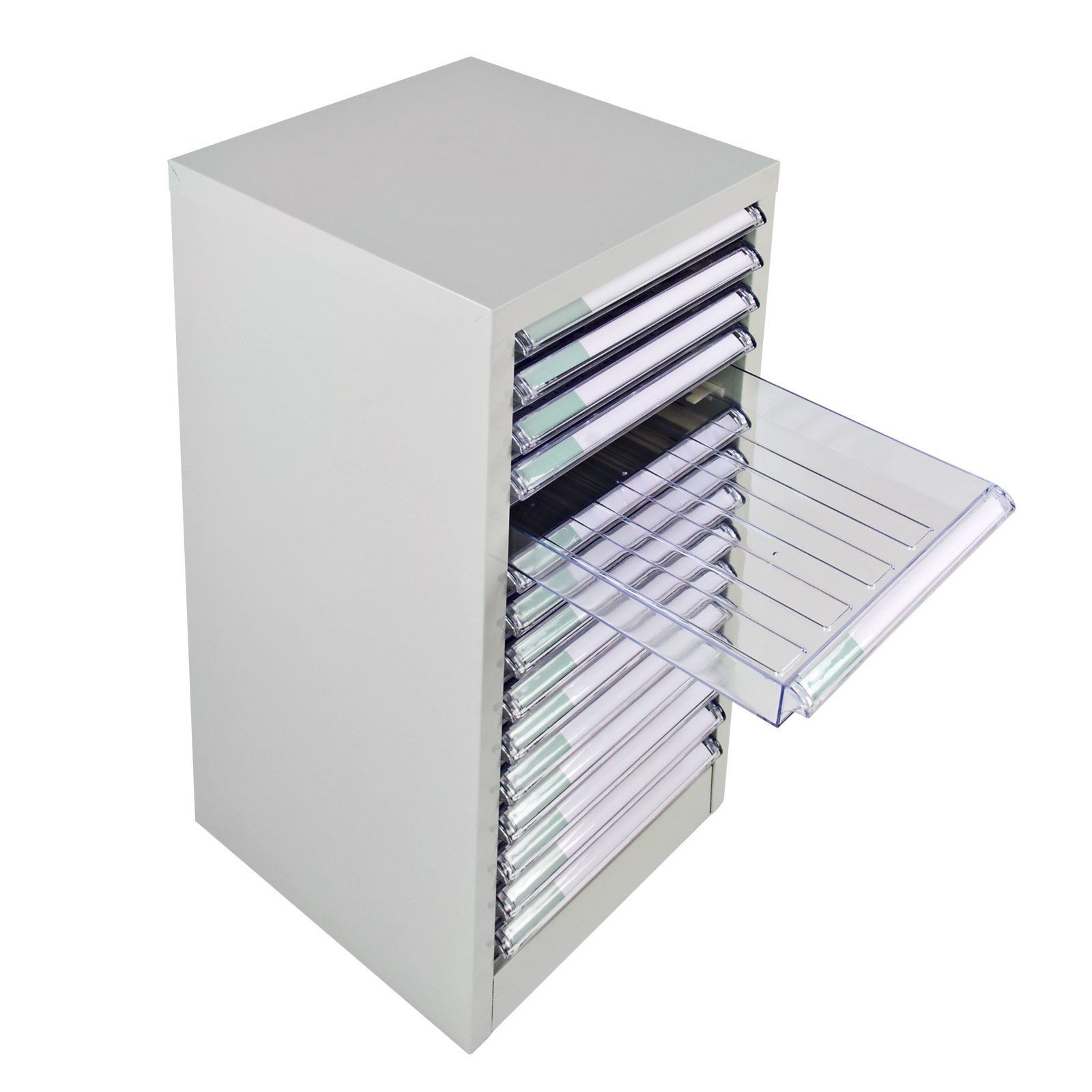 ADB Schubladenbox Schubladencontainer mit 15 Schubladen 27,3 x 74 cm (B x H) transparent