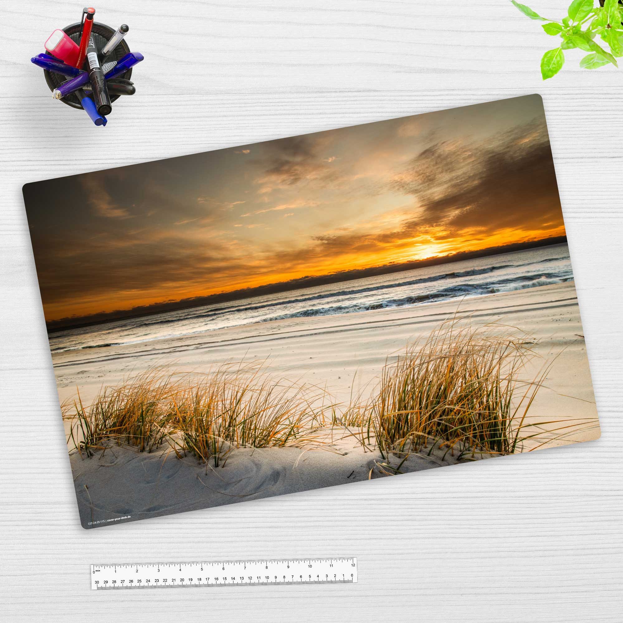 cover-your-desk.de Schreibtischunterlage abwaschbar - Sonnenuntergang auf Sylt - premium Vinyl -Made in Germany, (1 tlg)