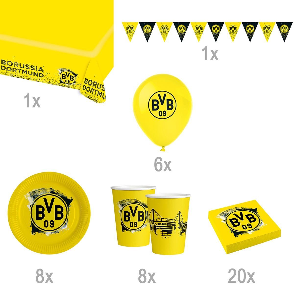 Party Dortmund Papierdekoration Deko BVB Borussia Set Amscan