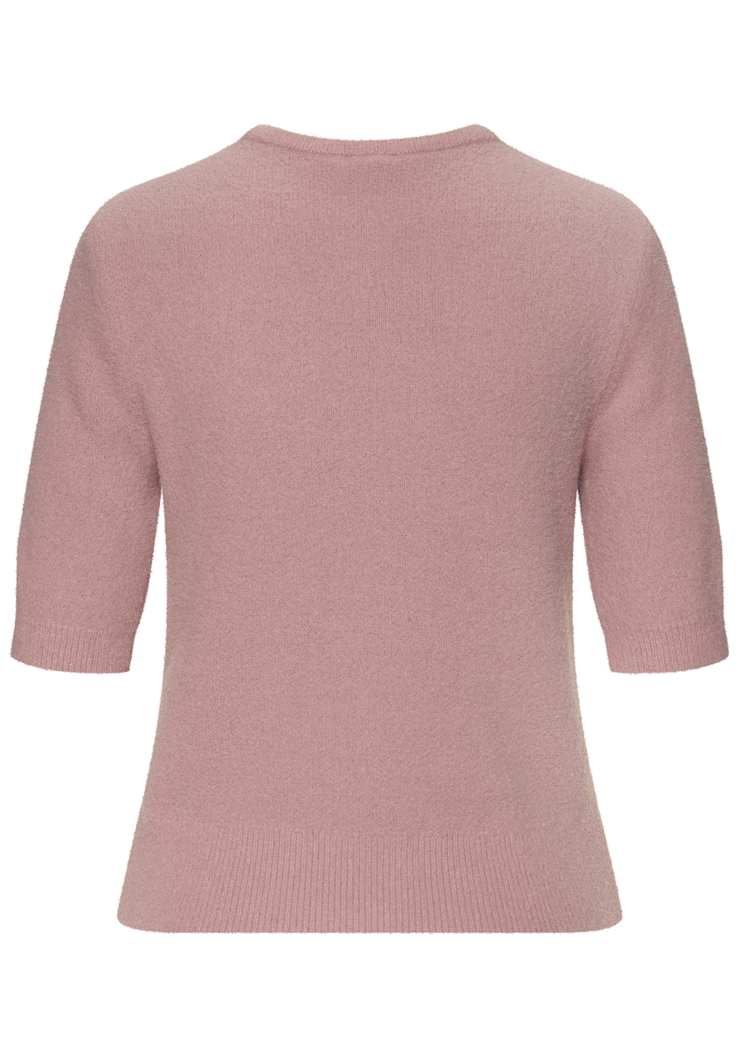 LASCANA Kurzarmpullover mit figurnahem Schnitt aus weichem Strick Sommerpullover, flauschiger Strickpullover, Basicpullover, Halbarm