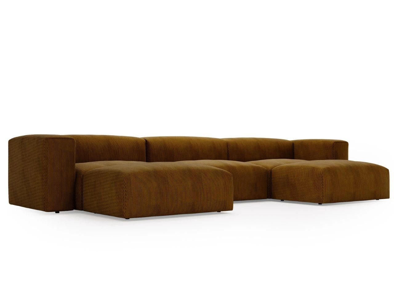 GrainGold Ecksofa U-Form LANDI - 340x180 cm, Honigfarben, Universal, Wellen günstig online kaufen