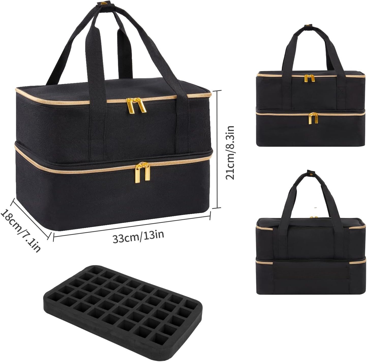 Youyijia Aufbewahrungstasche Nagellack-Organizer-Tasche, Doppelschicht Nagellack Tasche